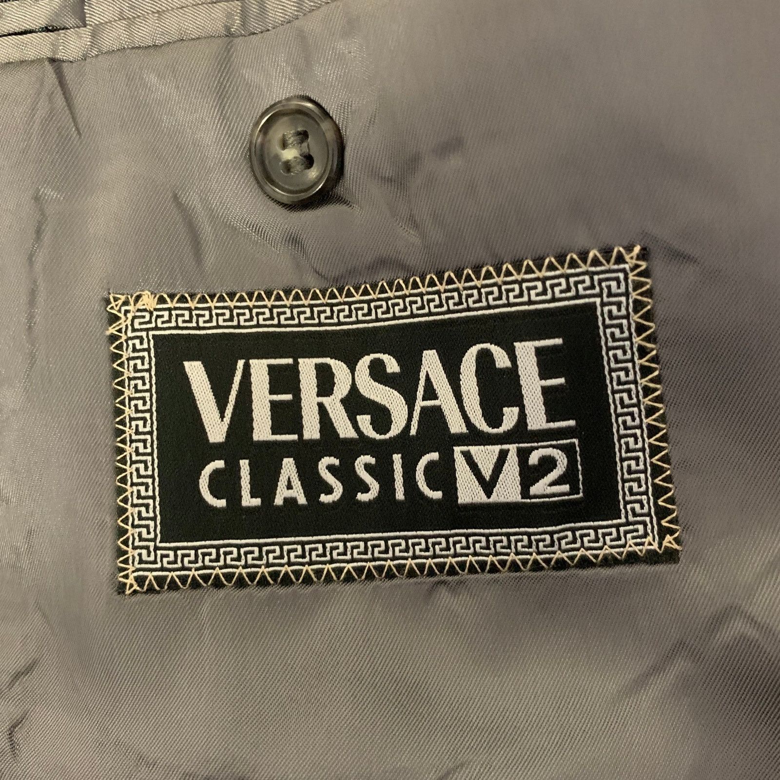 Versace V2 by VERSACE Grey Black Heather Double Breasted Suit Size 42R - 9 Thumbnail