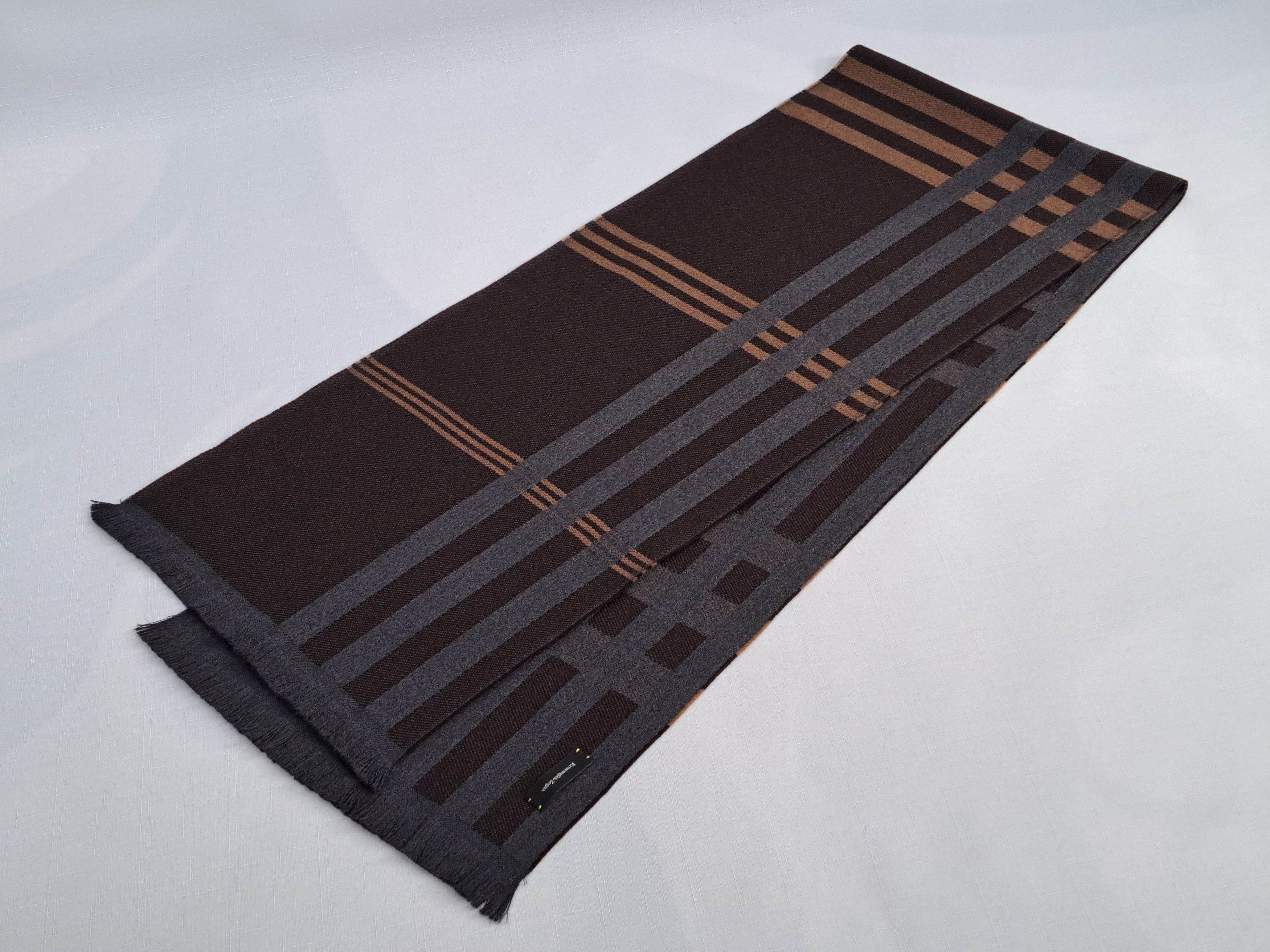 Ermenegildo Zegna ERMENEGILDO ZEGNA stripe fringed wool scarf. Size ONE SIZE - 2 Thumbnail