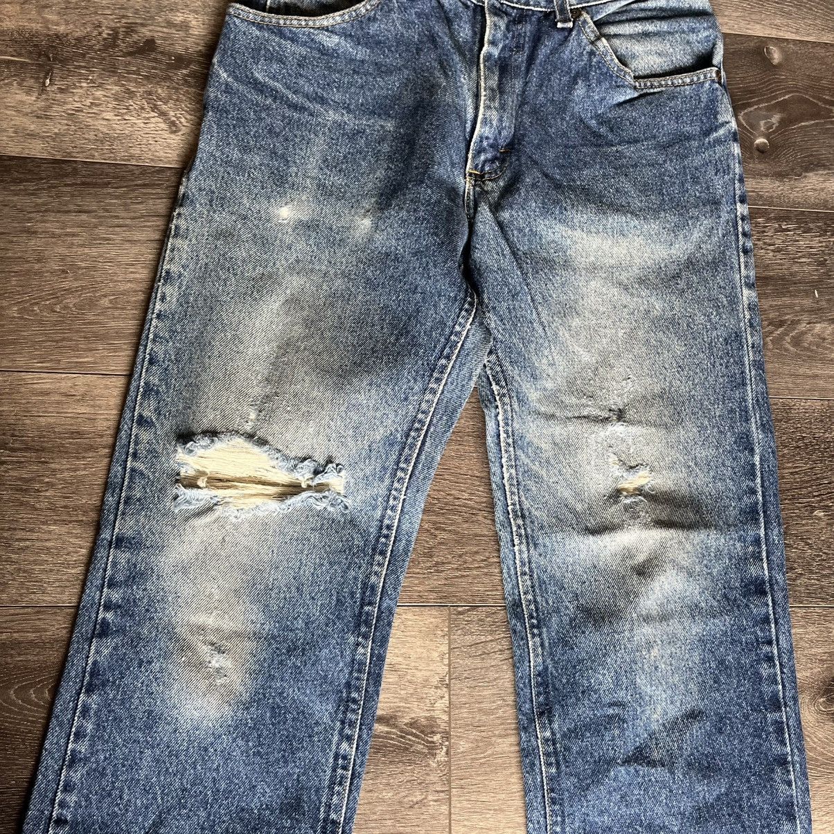 Lee Vintage 1990s Lee Straight Washed Distress Denim Jeans 29x32 Size US 29 - 6 Thumbnail