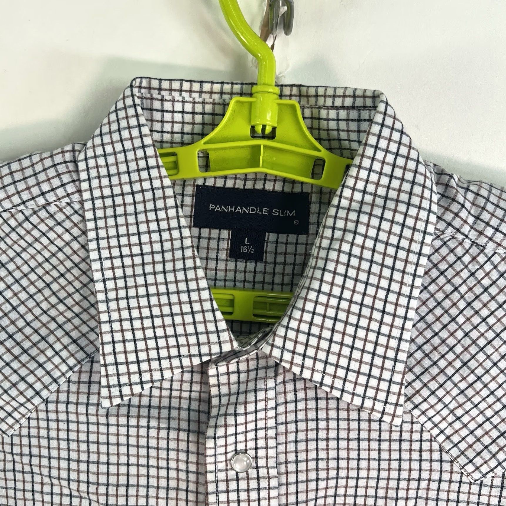 Vintage Panhandle Slim Check Pearl Snap Western Shirt Men’s L Short Sleeve White 48 in Chest Slimming Regular Fit Western Mens 16.5 Neck Snap Button-Up Shirt Size US L / EU 52-54 / 3 - 4 Thumbnail