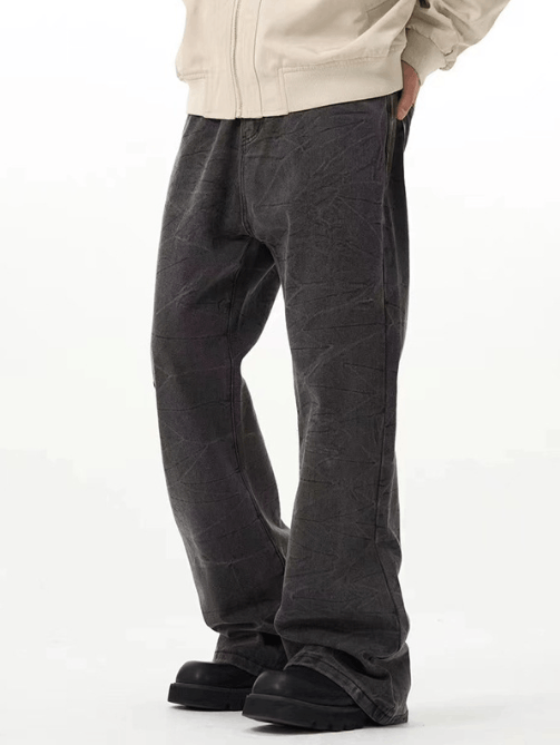 Japanese Brand Men's black trendy loose casual washed flared jeans Size US 32 / EU 48 - 2 Thumbnail