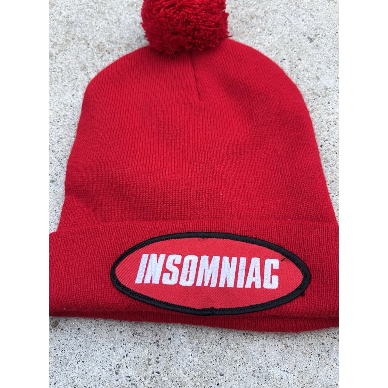 Logo 7 Insomniac Beanie Red Logo One Size Unisex Hip Hop Street Work Size ONE SIZE - 3 Thumbnail