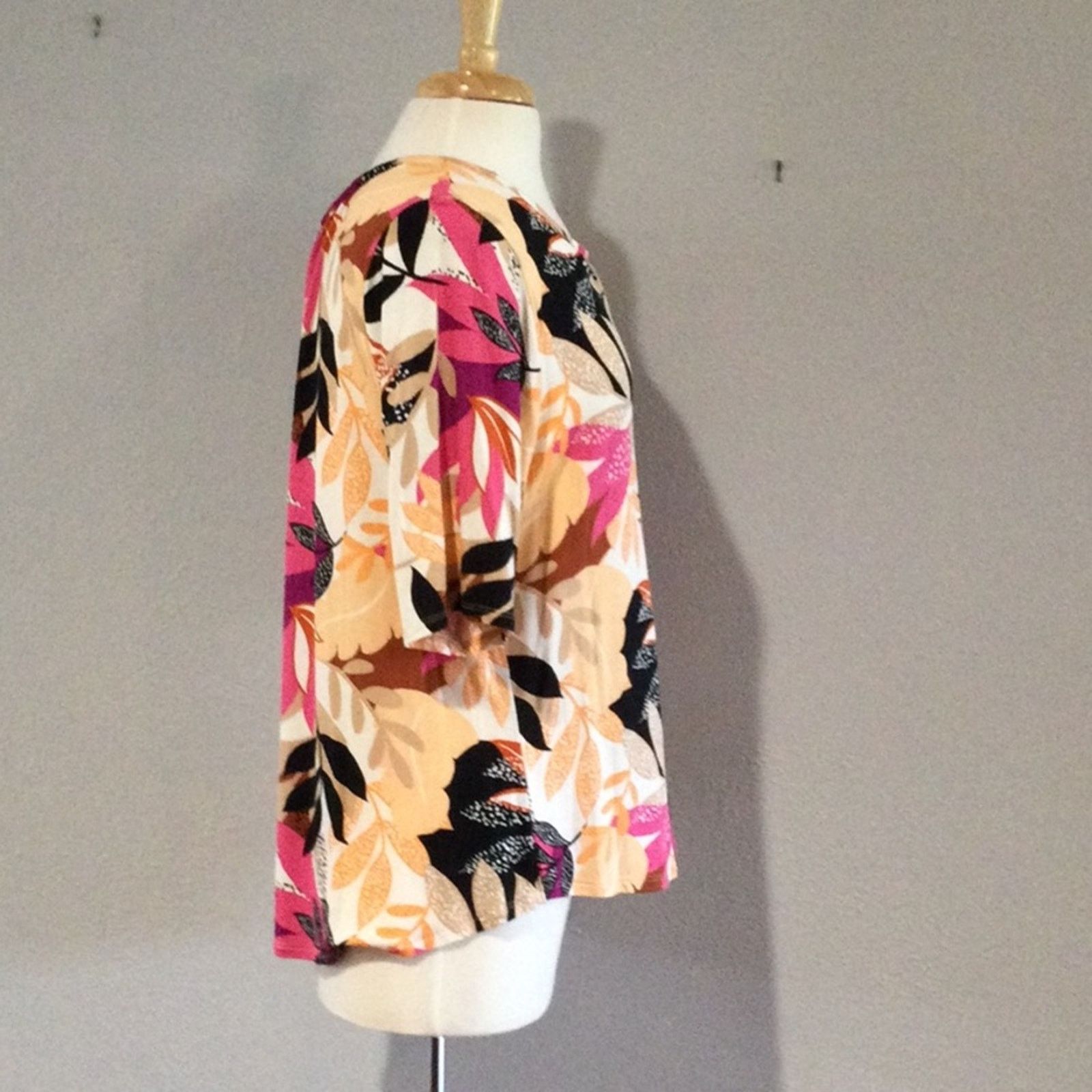 Apt. 9 Apt 9 Multicolor Foliage Print Soft 3/4 Sleeve Tunic Size XL Size XL / US 12-14 / IT 48-50 - 4 Thumbnail