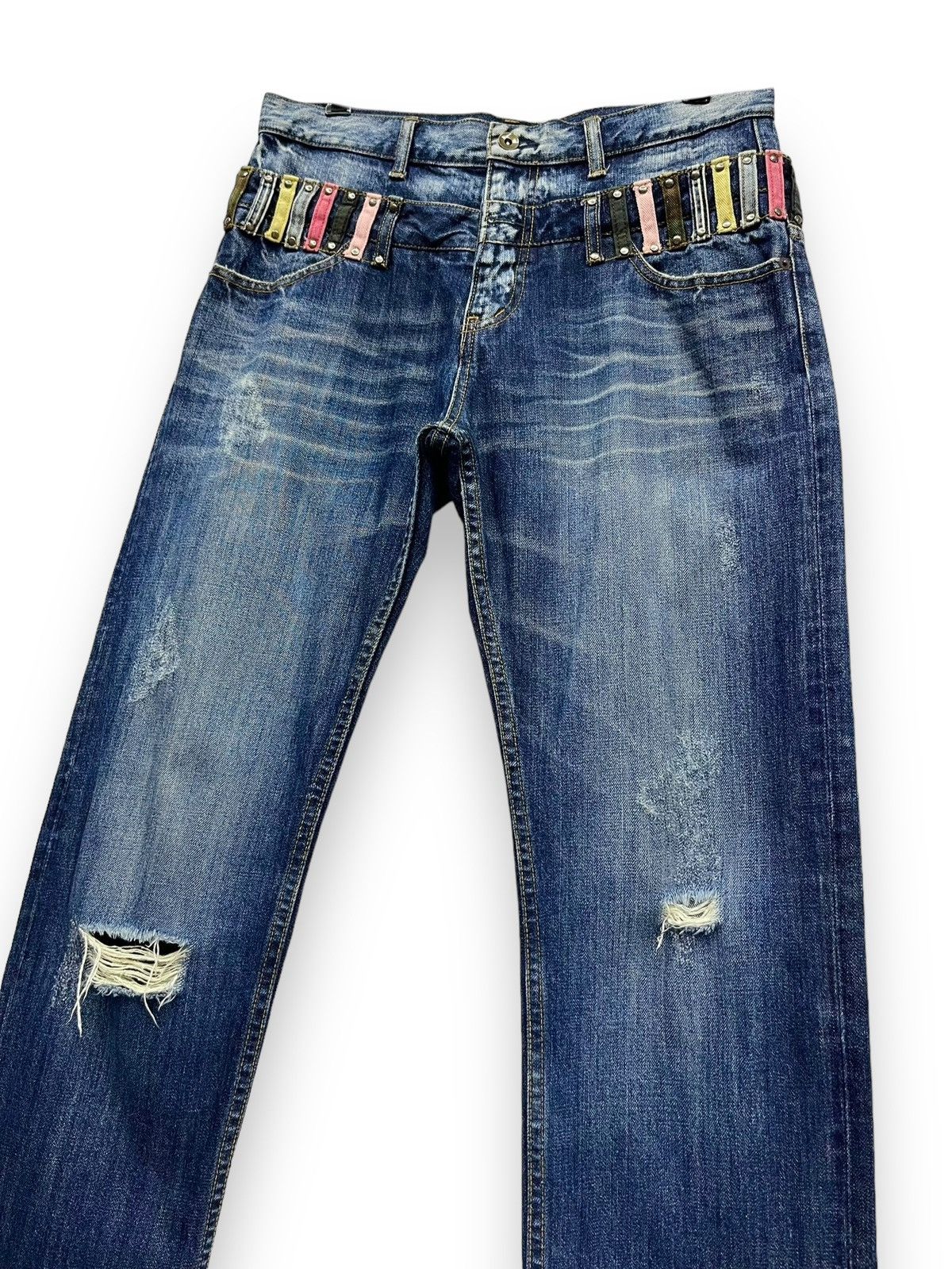 JACKROSE Vtg JACK ROSE Double Waist Distressed Ripped Slim Fit Jeans Size US 31 - 4 Thumbnail