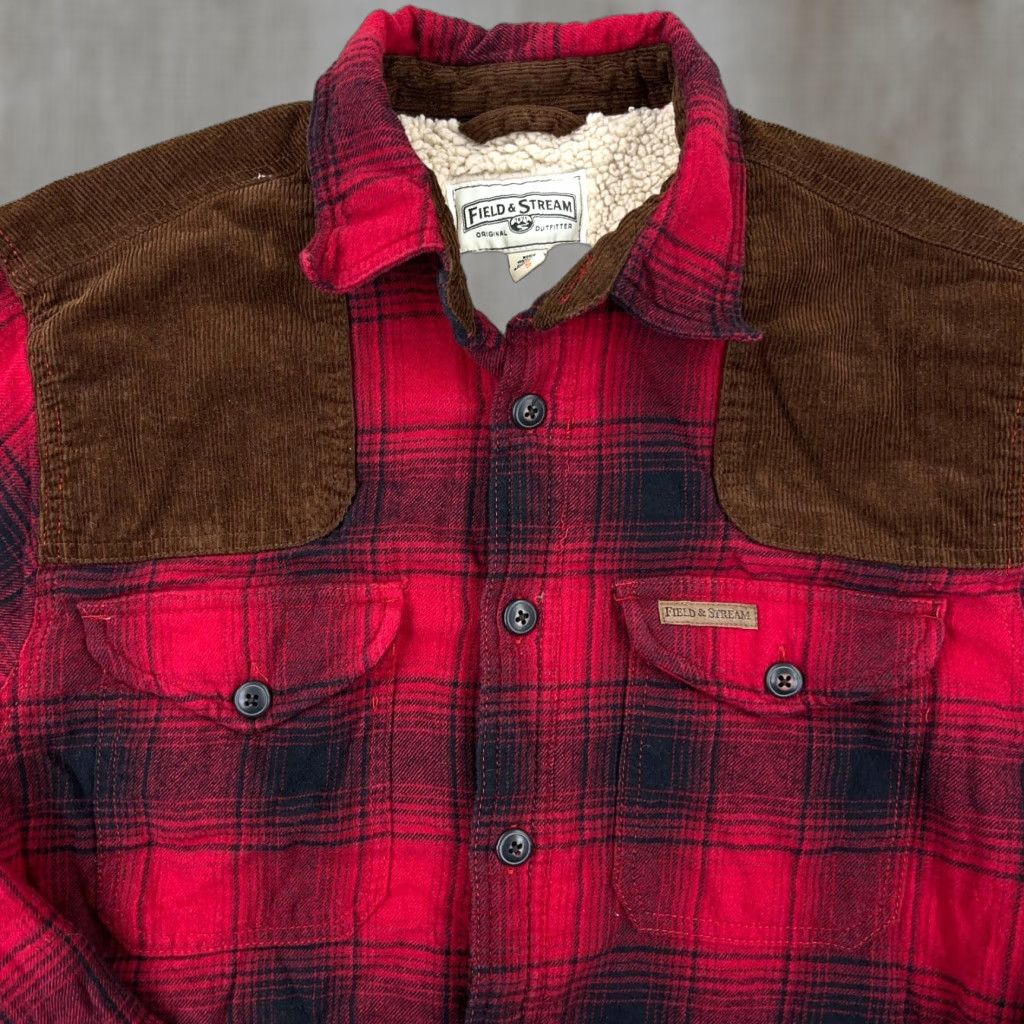 Vintage Field & Stream Shirt Jacket Men Small Red Plaid Flannel Lined Shacket Jacket Short Sleeve Quilted Casual Workwear Weatherproof Size US S / EU 44-46 / 1 - 1 Thumbnail