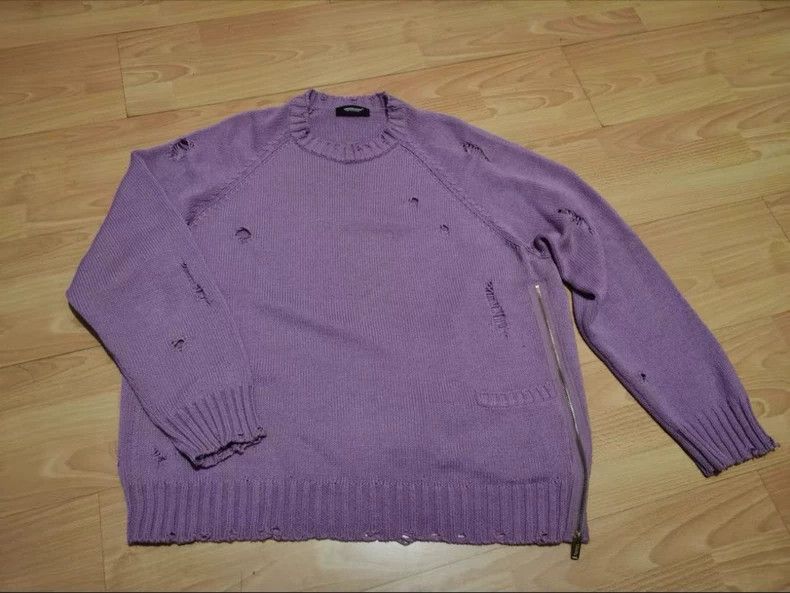 Undercover undercover purple distressed zip sweater-dmc Size US L / EU 52-54 / 3 - 1 Thumbnail