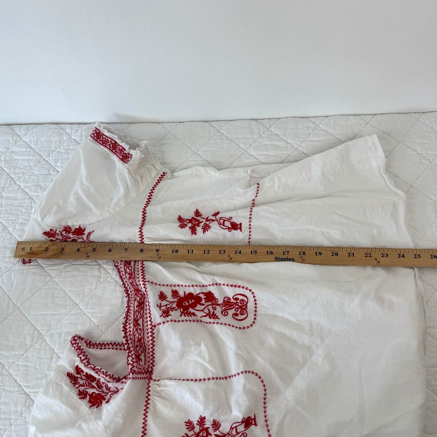 Torrid Torrid Cotton Blouse Square Neck Puff Sleeve Boho Embroidered White Red Plus Size 1 Adults Women Summer Casual Size XS / US 0-2 / IT 36-38 - 7 Thumbnail