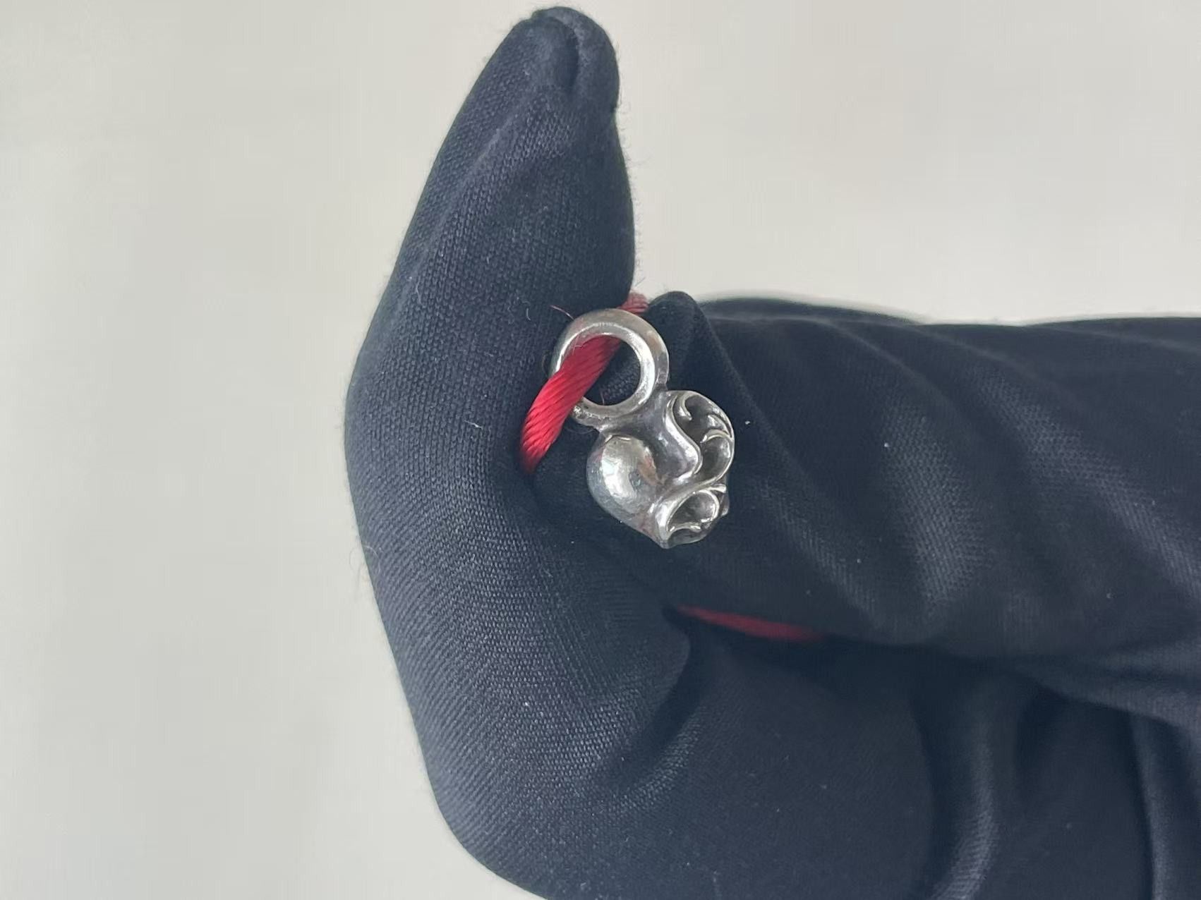Chrome Hearts Chrome Hearts Silver Heart Vine Pendant Red String Bracelet Size ONE SIZE - 15 Thumbnail