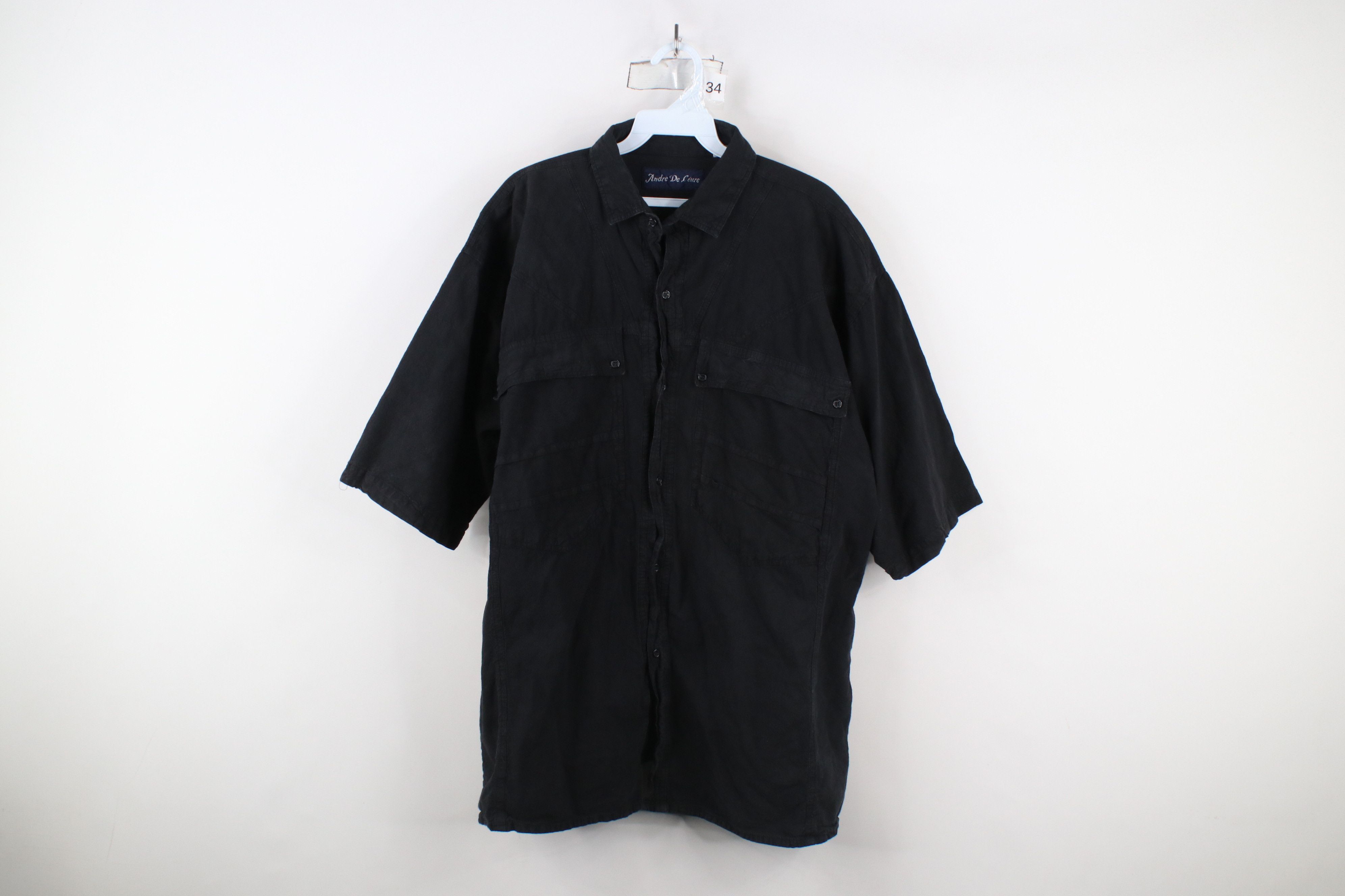 Vintage Vintage 90s Streetwear Big Pocket Short Sleeve Button Shirt Size US L / EU 52-54 / 3 - 1 Thumbnail
