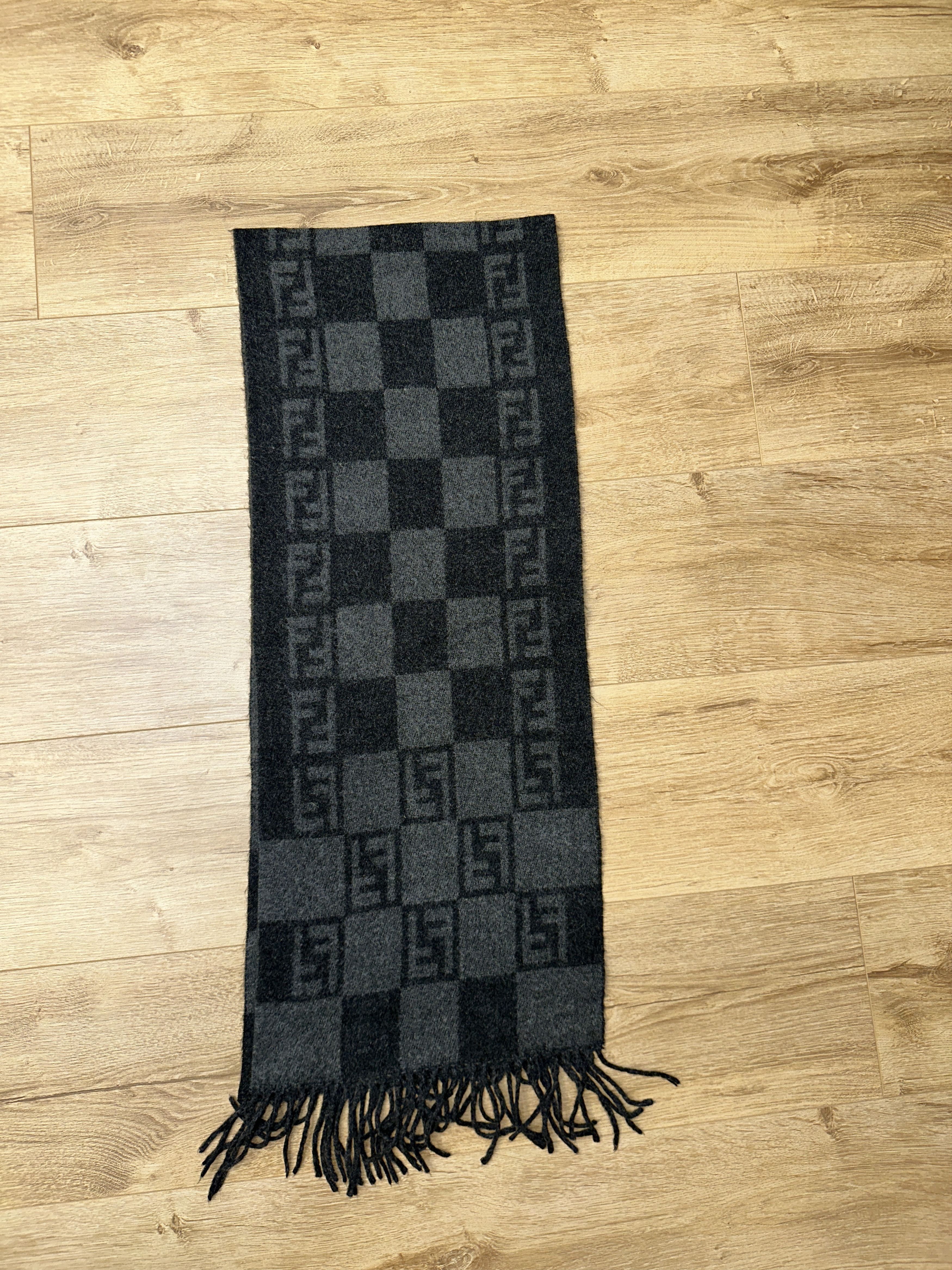 Fendi Fendi Vintage Wool Scarf 170x30cm Fringed Plaid Check Size ONE SIZE - 2 Thumbnail