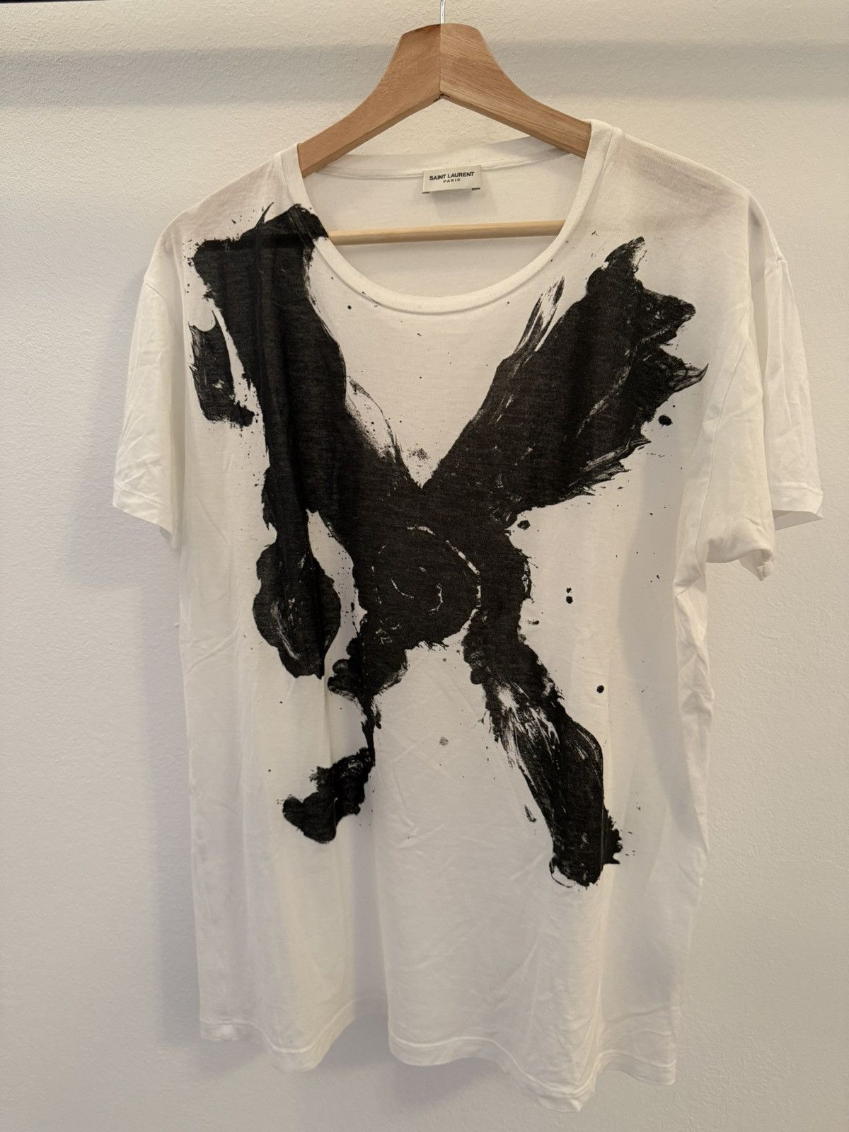 Saint Laurent Paris SS15 Saint Laurent star logo grey t shirt