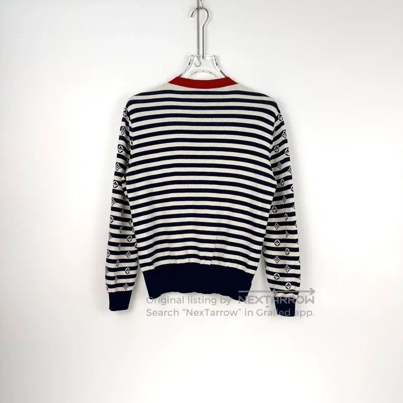 Louis Vuitton Louis Vuitton Dark blue striped logo knit cardigan sweater Size US L / EU 52-54 / 3 - 4 Thumbnail