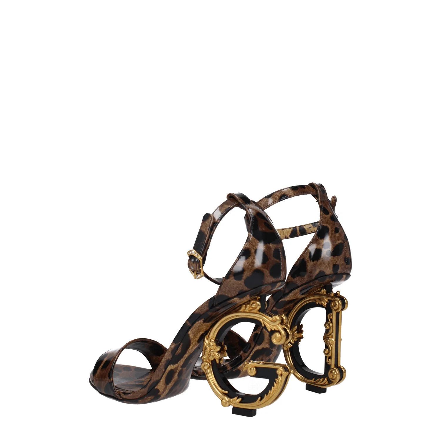 Dolce & Gabbana ob1o1e1124 Leather Sandals in Brown/Leopard Size US 7 / IT 37 - 4 Thumbnail