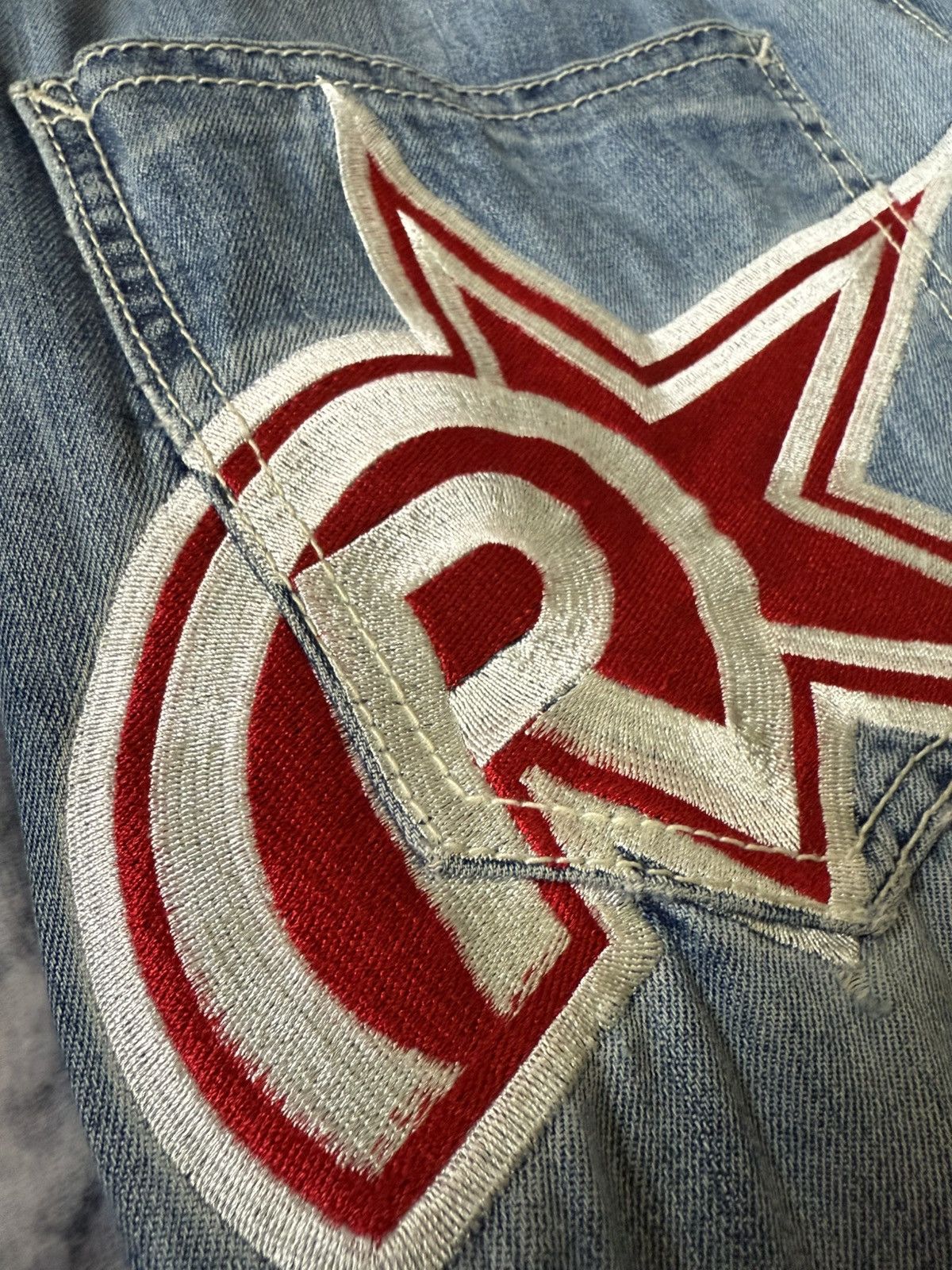 G-Unit × Vintage Y2k Real Bvoice Embroidered Pocket Baggy Loose Jeans Size US 32 / EU 48 - 10 Thumbnail
