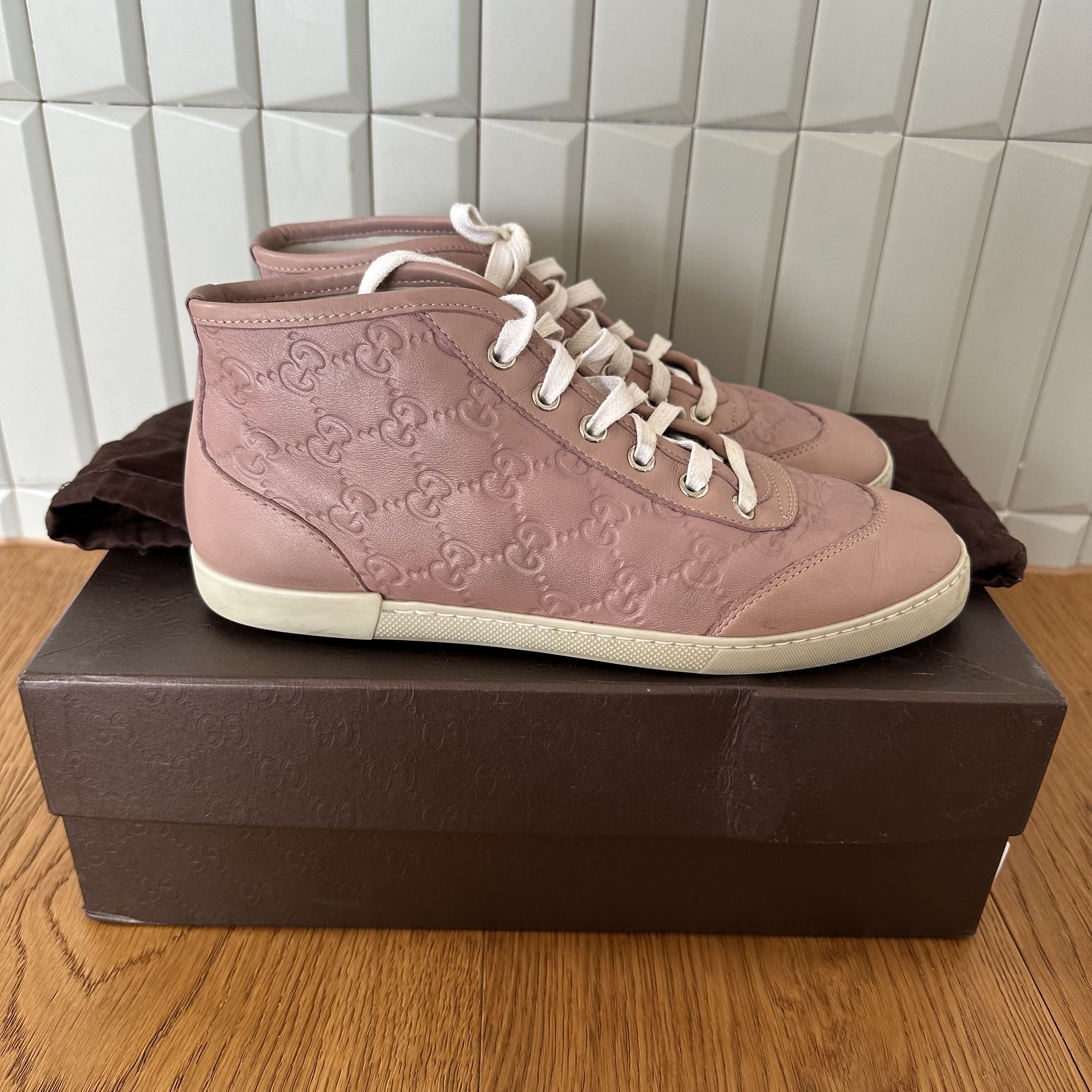 Gucci GUCCI Guccissima GG leather high top Sneakers Size US 6.5 / IT 36.5 - 11 Thumbnail