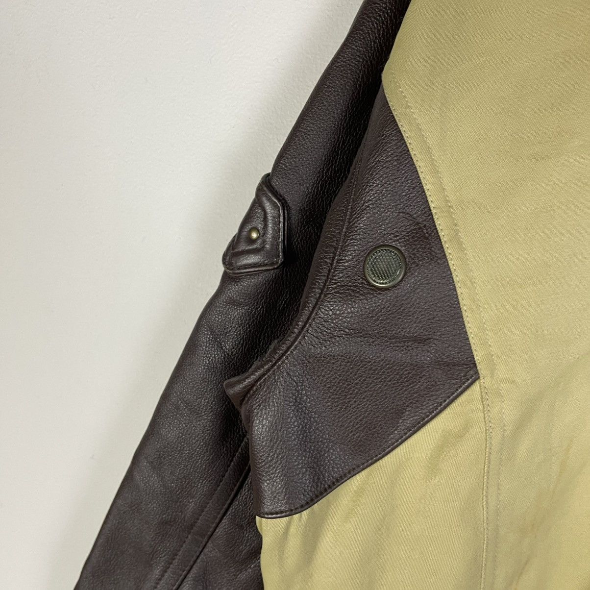 14th Addiction Nicole Monsieur by KOBA Leather Sleeve Varsity Jacket Olive Size US M / EU 48-50 / 2 - 7 Thumbnail