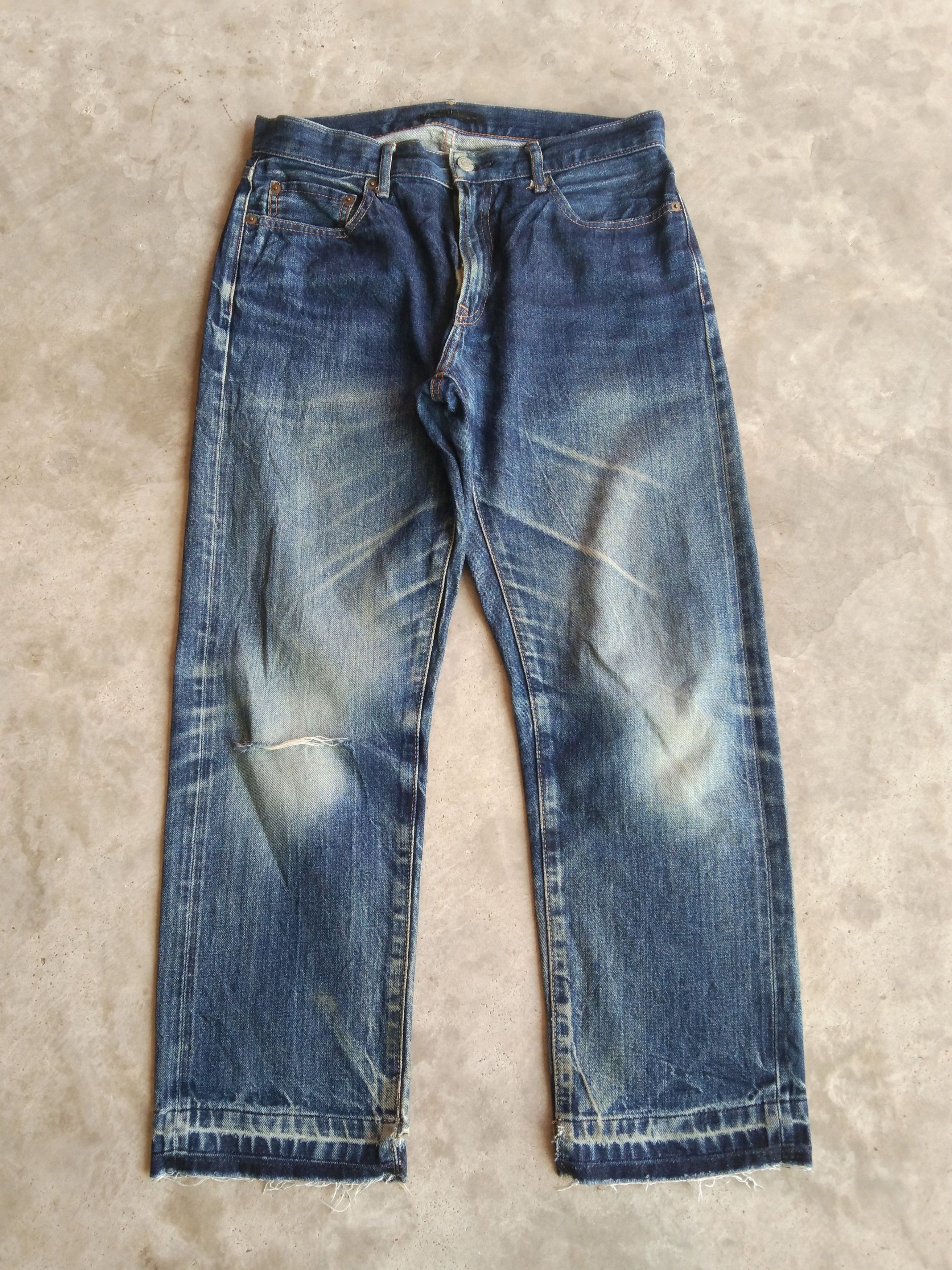 Japanese Brand Vintage Japanese Uniqlo Redline Selvedge Distressed Jeans Size US 31 - 1 Thumbnail