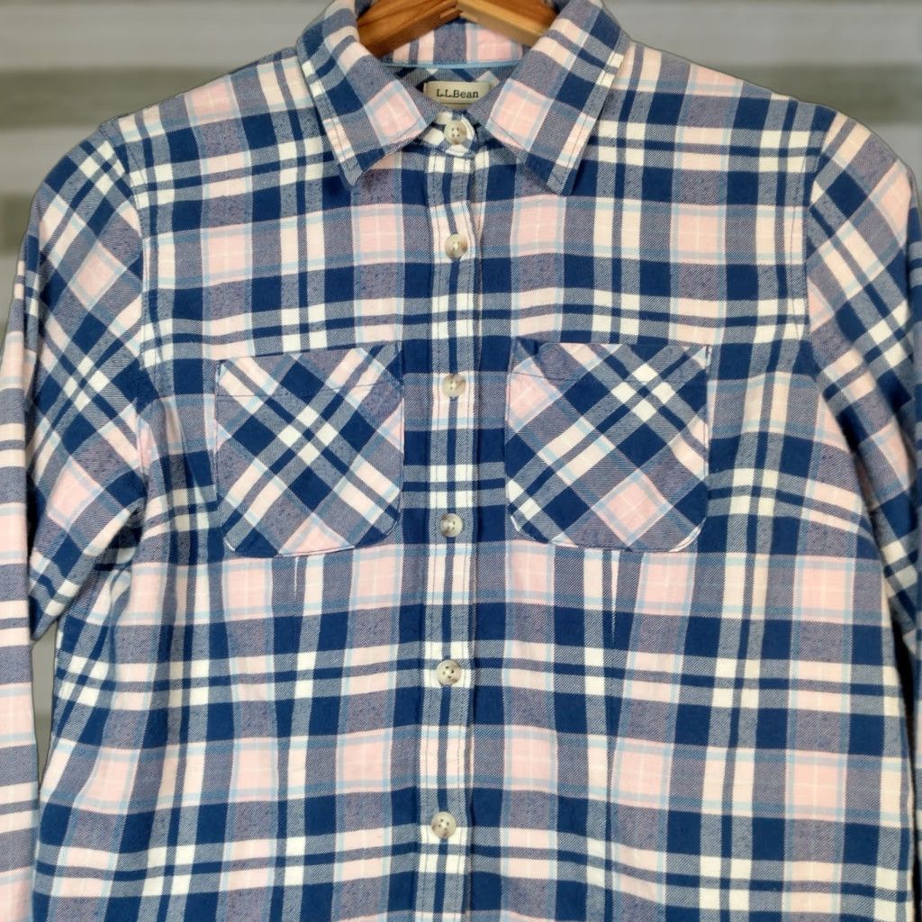 Vintage VINTAGE L.L. Bean Flannel Shirt Women PXXS Petite Pink Blue Plaid Workwear read Size XXS / US 00 / IT 34 - 1 Thumbnail