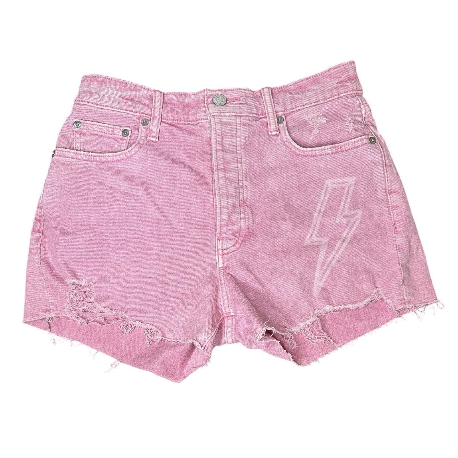Lucky Brand Lucky Brand AC DC High Rise Mom Pink Denim Jean Shorts 2/26 Size 26" / US 2 / IT 38 - 2 Thumbnail