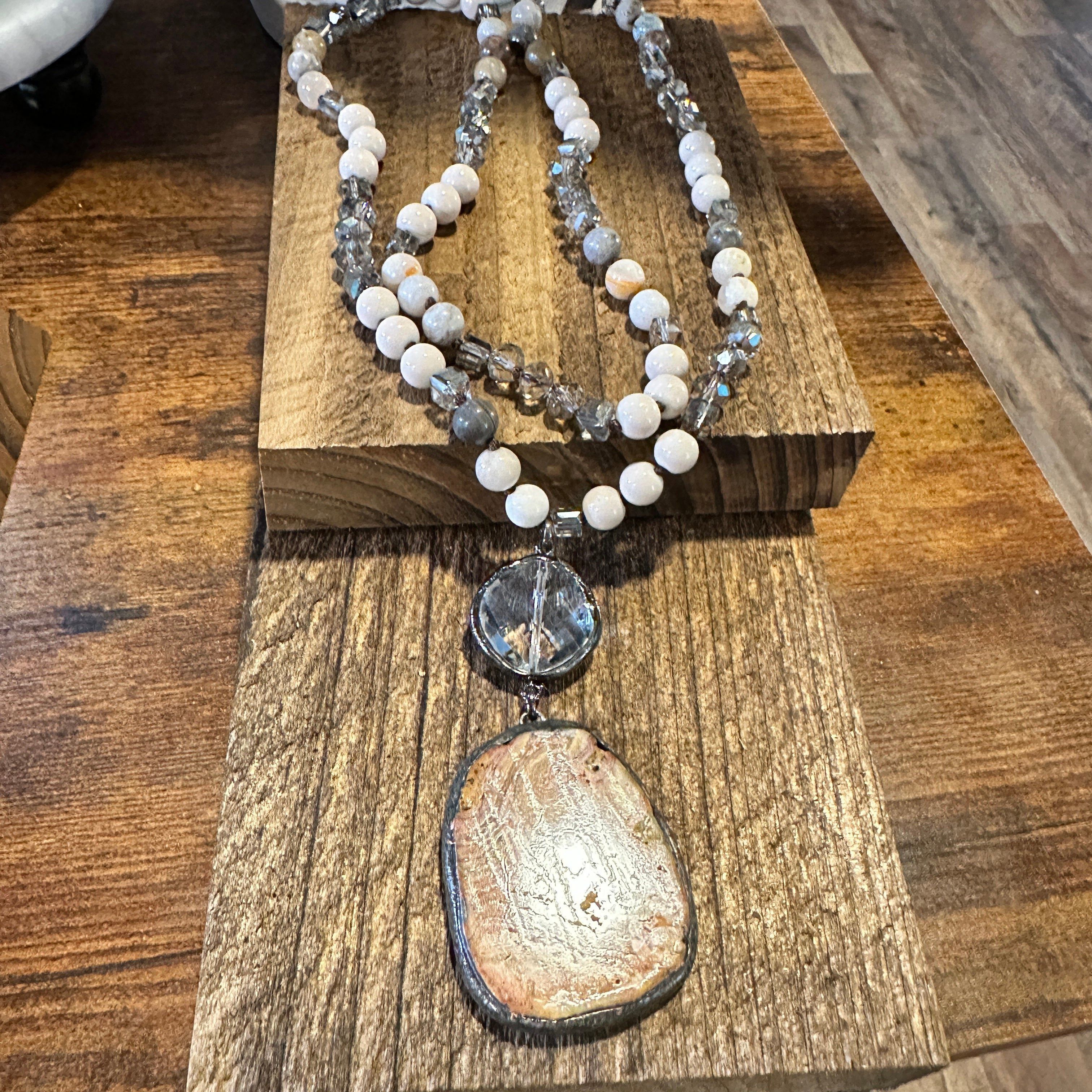 Other Bohemian Vintage Natural Stone Beaded Pendant Necklace | Tri Size ONE SIZE - 2 Thumbnail