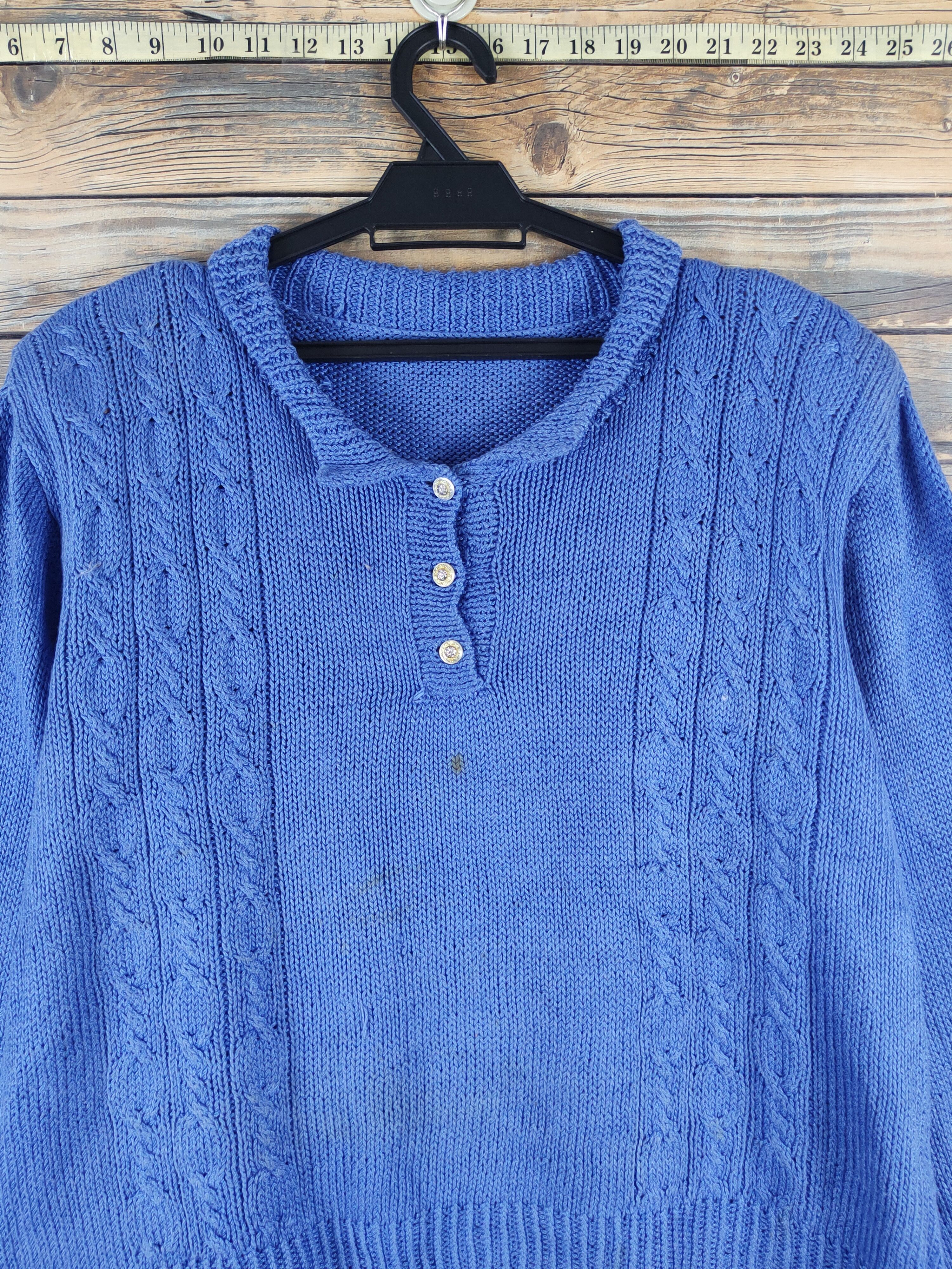 Japanese Brand × Vintage Japanese Brand Blue Knitwear Sweatshirts #W1472 Size L / US 10 / IT 46 - 3 Thumbnail