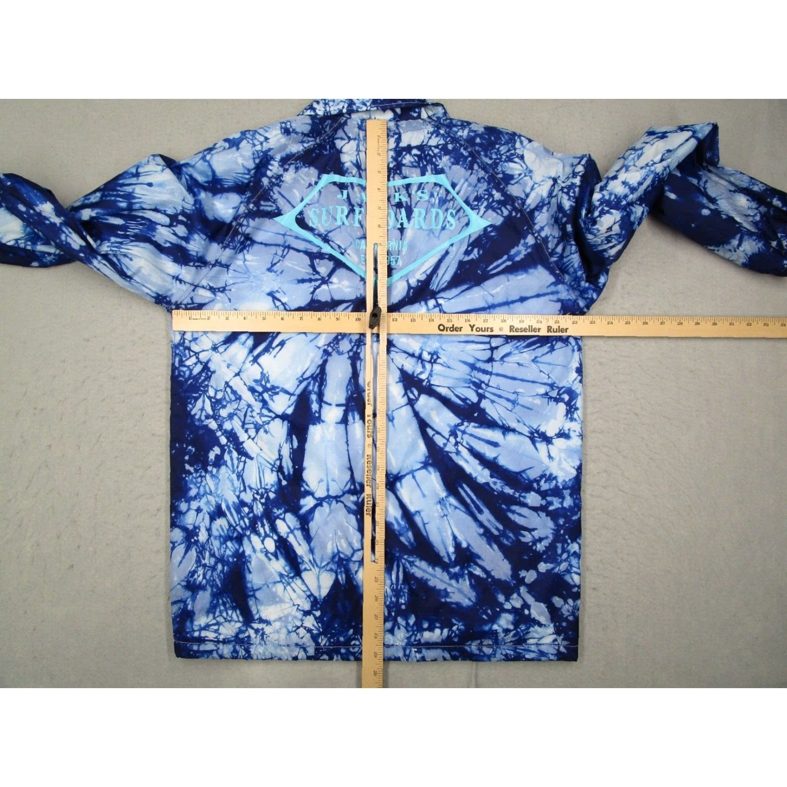 Vintage Jacks Surfboards Jacket Mens Large Blue Tie Dye Snap Up Surf Skate California Size US L / EU 52-54 / 3 - 7 Thumbnail