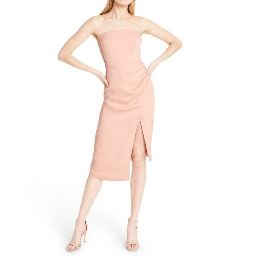 Target Basics Cushnie Blush Pink Strapless Asymmetrical Midi Dress 2 Size XS / US 0-2 / IT 36-38 - 1 Thumbnail