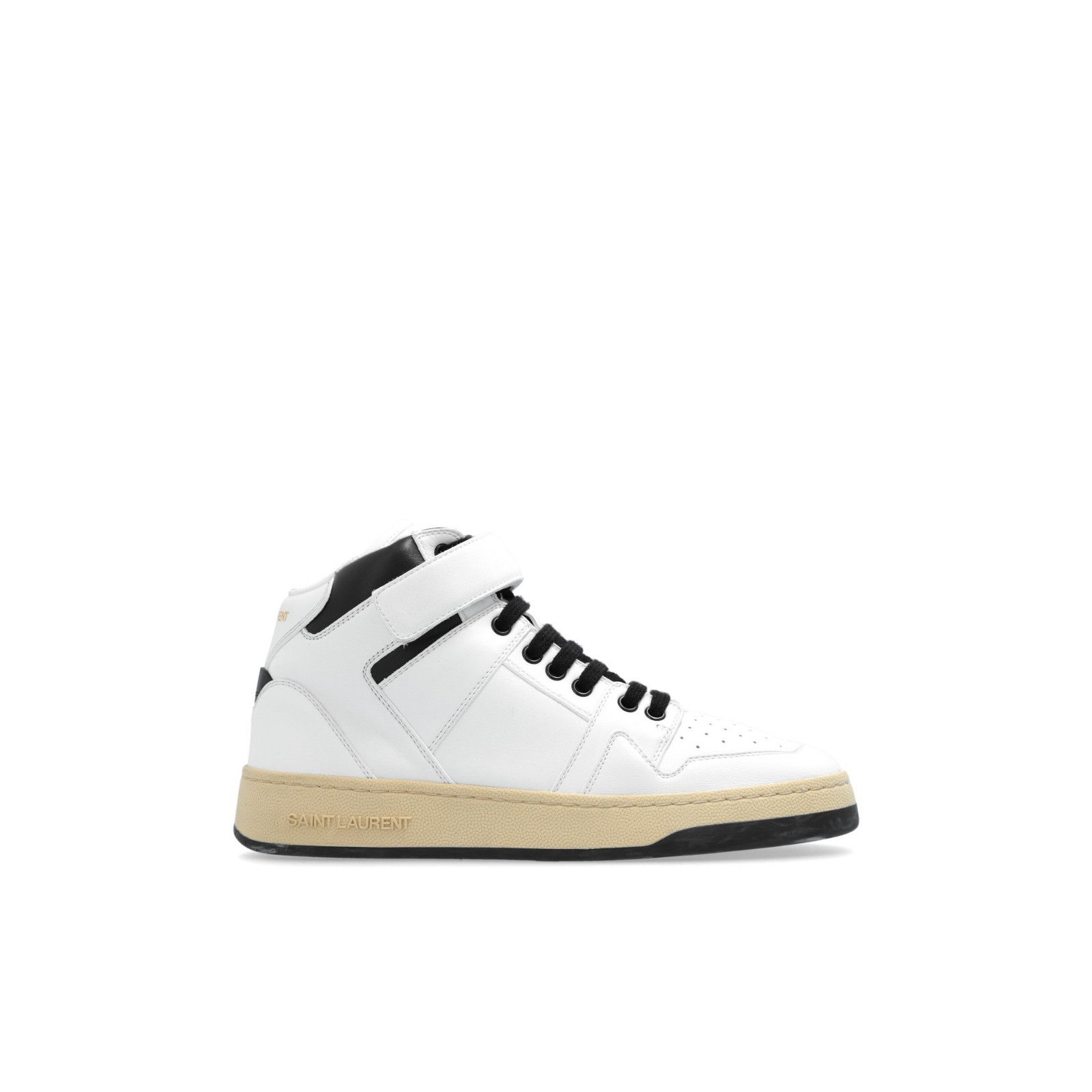 SAINT LAURENT White/Black Mid Top Sneakers New & Authentic (