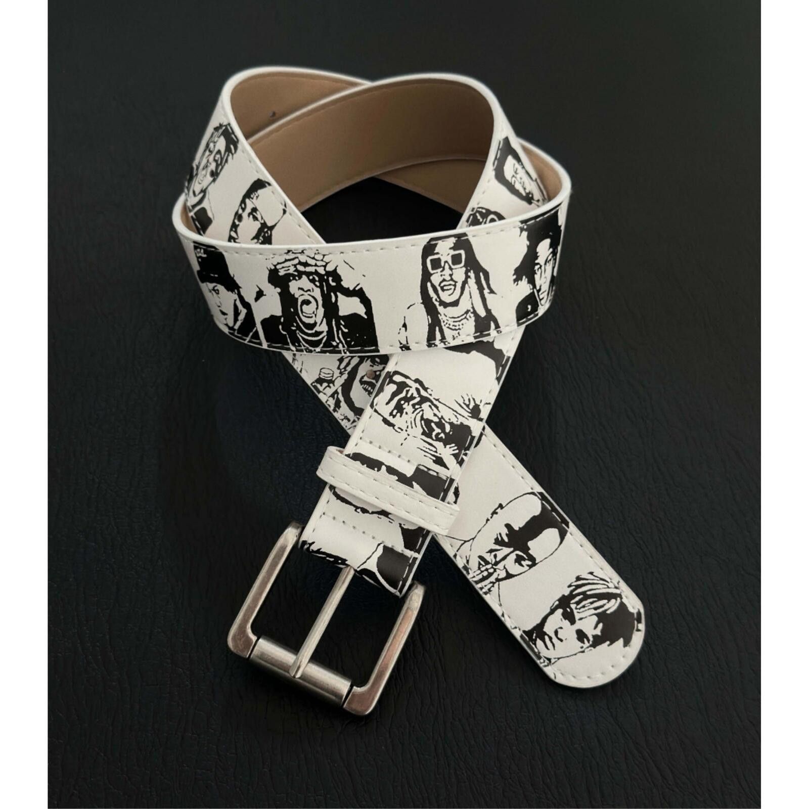 Other Hand-Drawn Portrait Print Belt | Illustration White Street Size ONE SIZE - 2 Thumbnail