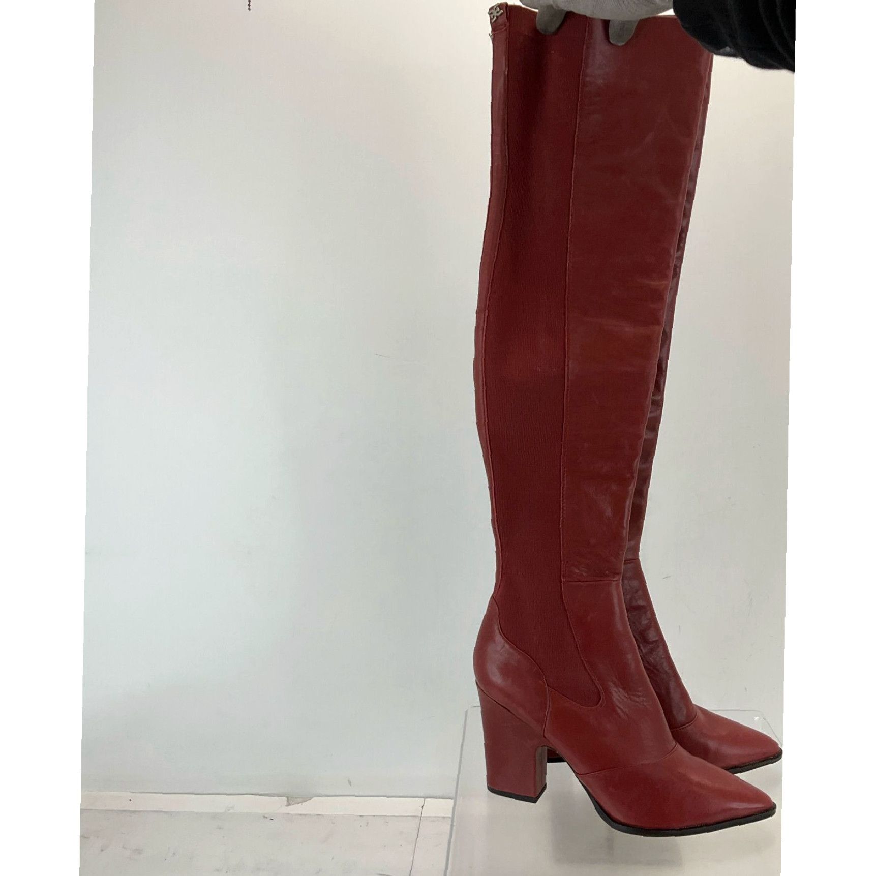 Sam Edelman Stylish Natasha Red Leather and Stretch Fabric Combination Over The Knee Boot in Size 8.5M by Sam Edelman Grailed