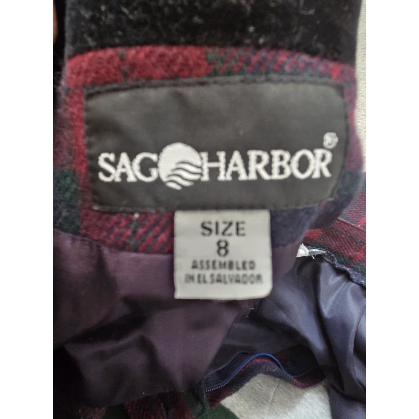 Vintage Vtg Sag Harbor 2 PC Blazer Suit Set Wool Blend Plaid Tartan S 8 - High Rise Pleated Shorts - Women's Business Style Tailored Wool Jacket & Shorts Set Size 28" / US 6 / IT 42 - 5 Thumbnail