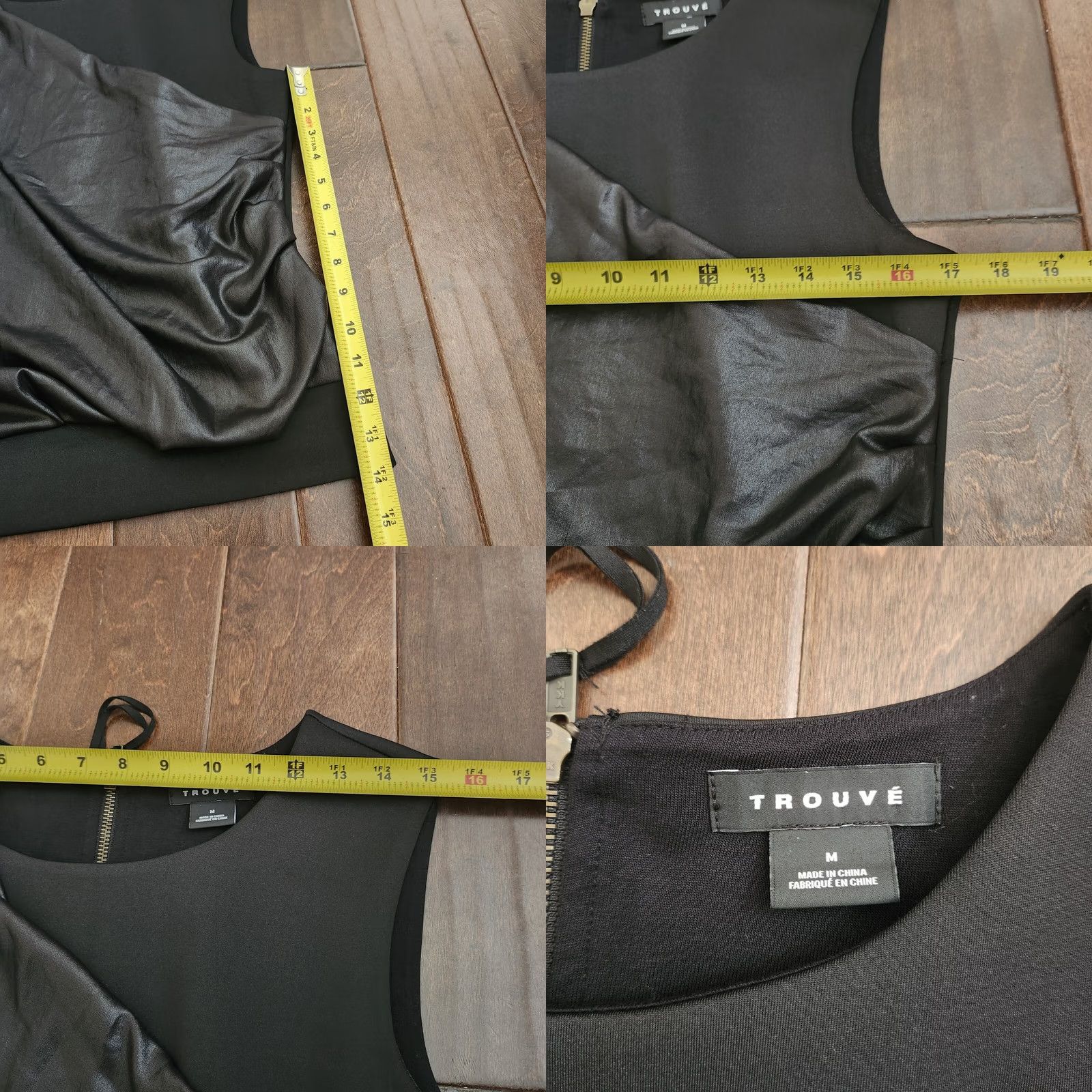 Vintage TROUVE Black Front Drape Sleeveless Top Back Zipper - Size M - Women's Blouse, Polyester Spandex, Regular Fit, Black Size M / US 6-8 / IT 42-44 - 8 Thumbnail