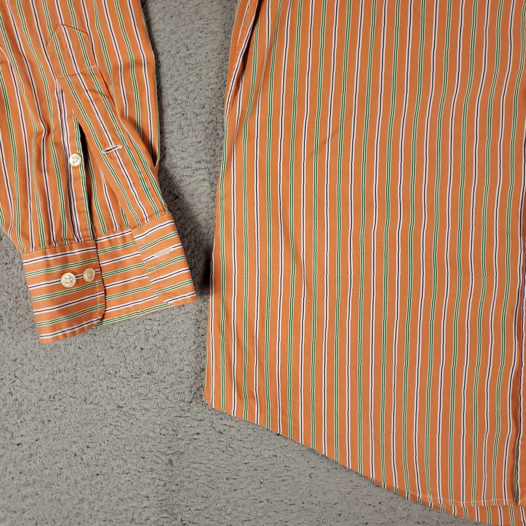 Ralph Lauren VINTAGE Ralph Lauren Dress Shirt Mens 15.5 Long Sleeve Orange Striped Cotton Business Casual Formal Size 40R - 4 Thumbnail