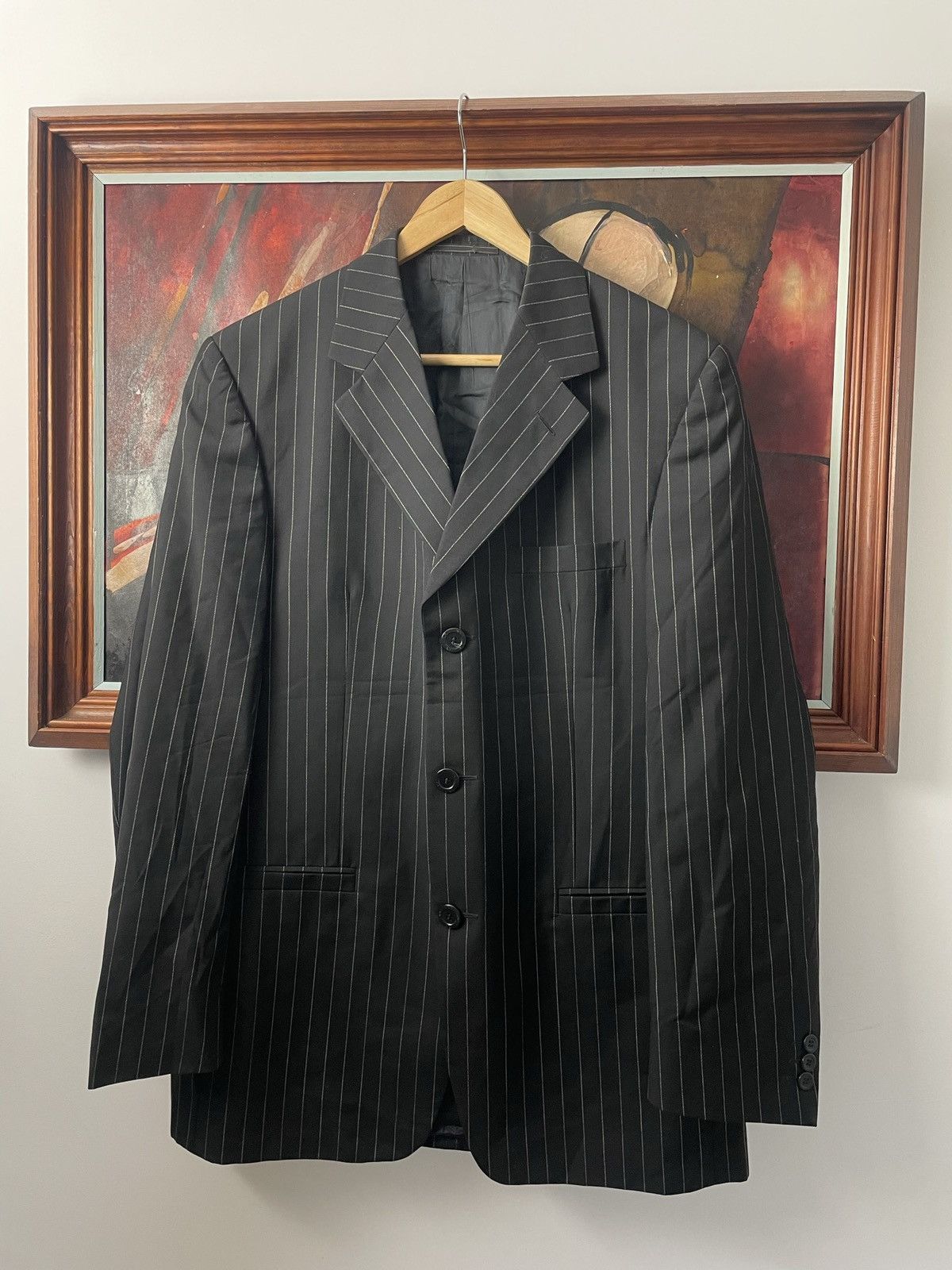 Versace Versace Suit Vintage Black Striped Rare Classy Designer Size 48L - 2 Thumbnail