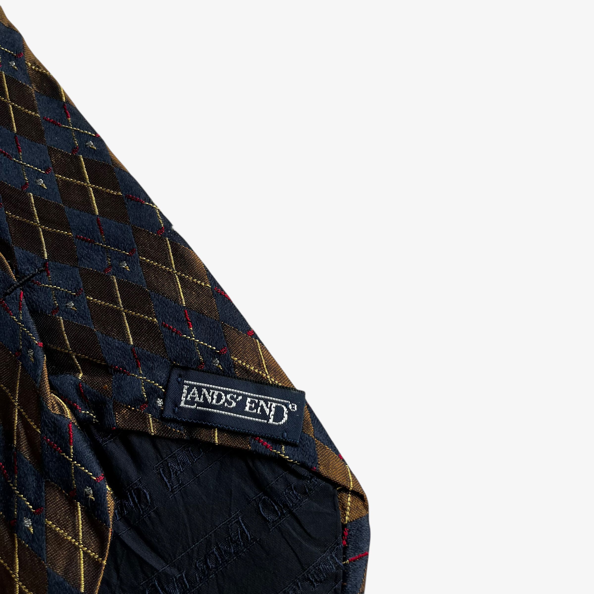Lands' End Vintage 90s Lands End Golf & Tartan Print Silk Tie Size ONE SIZE - 3 Thumbnail