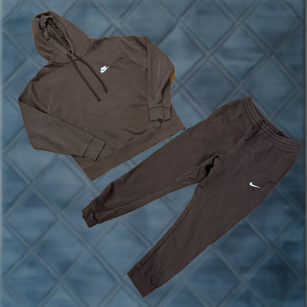 Nike Nike Club Fleece Hoodie & Pants Sweatsuit Brown Adult Medium / Large 90s Mens Size US M / EU 48-50 / 2 - 1 Thumbnail