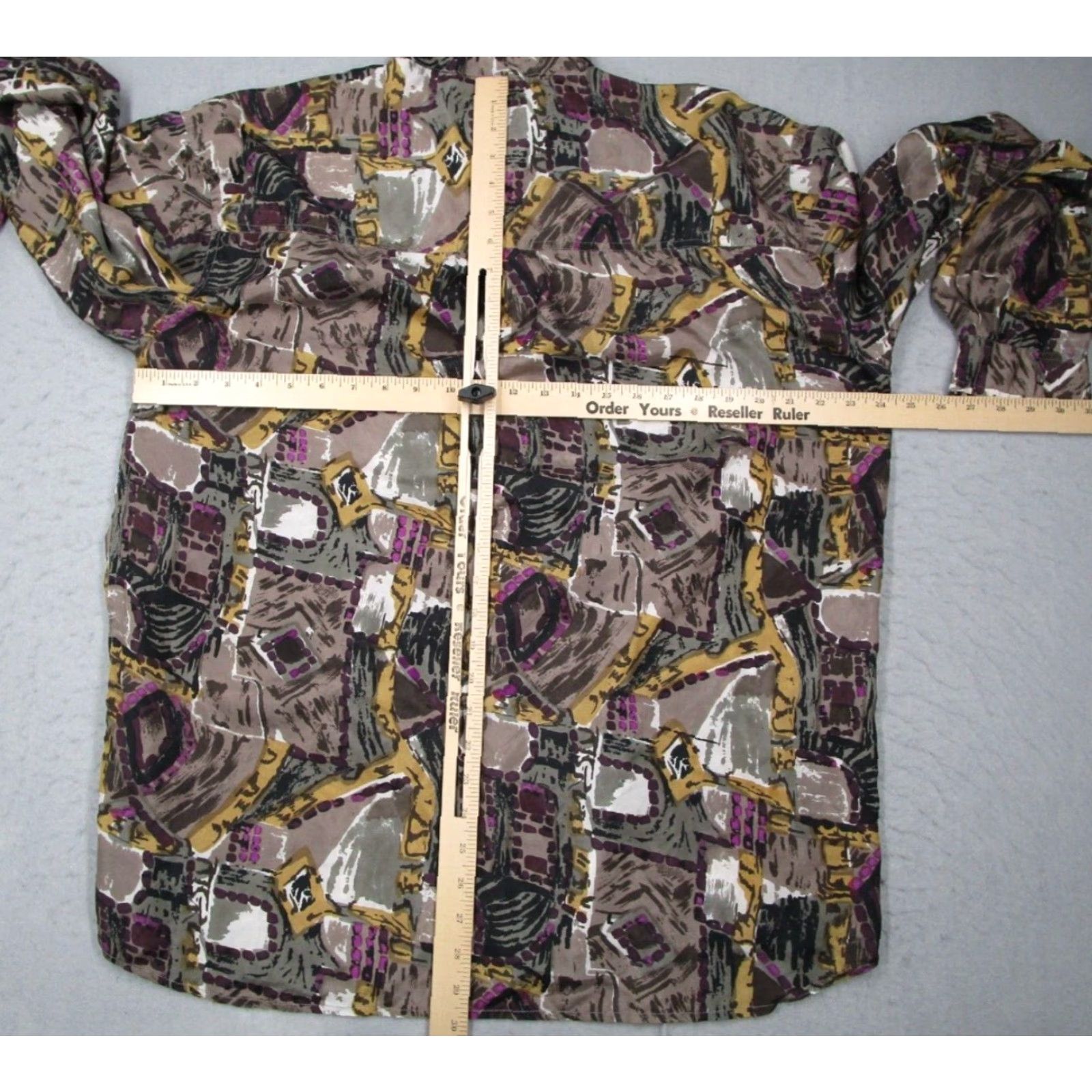Etro VINTAGE Pure Men's Silk Shirt XL Purple Geometric Button-Up 80s 90s Art Couture Designer Mens Size US XL / EU 56 / 4 - 4 Thumbnail