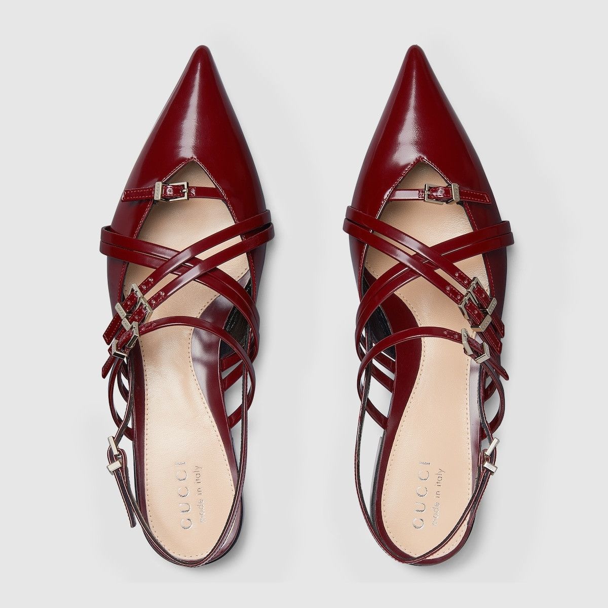Gucci o1s1wg110325 Women's Strappy Ballet Flats Rosso Ancora Red Size US 11 / IT 41 - 5 Thumbnail