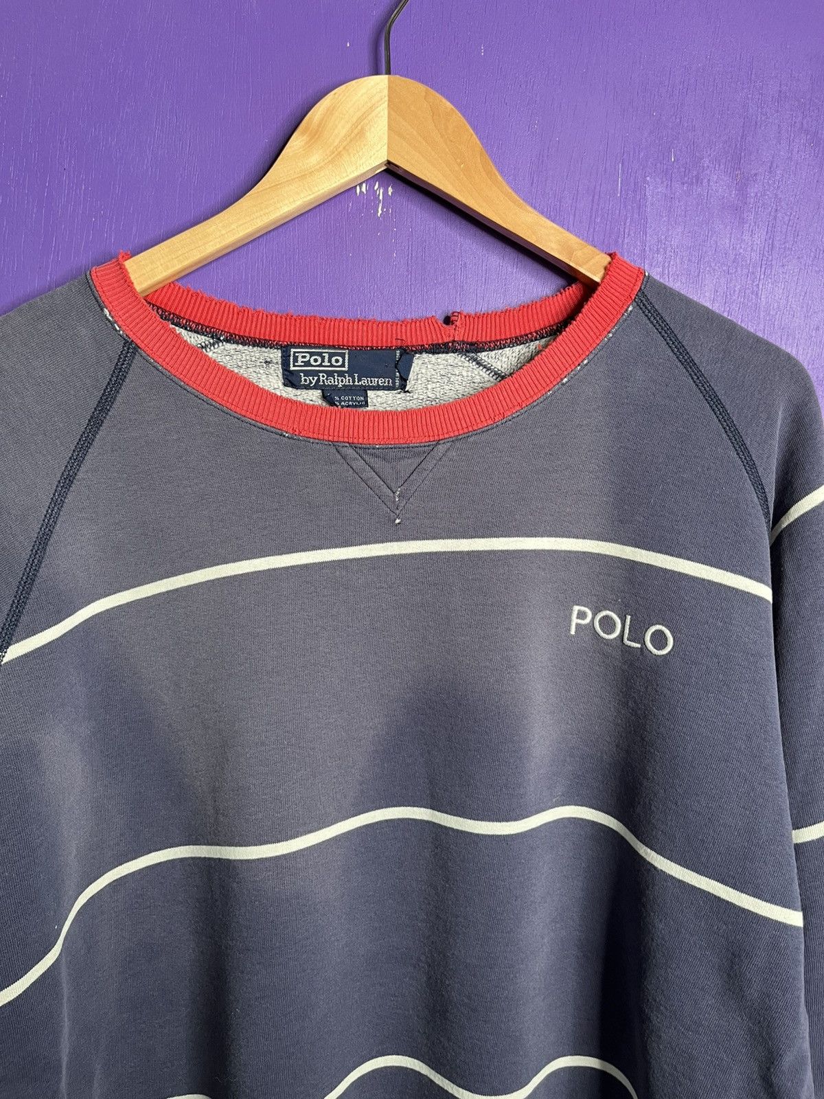 Polo Ralph Lauren × Vintage Vintage 90s Polo Ralph Lauren striped crewneck Size US XL / EU 56 / 4 - 3 Thumbnail