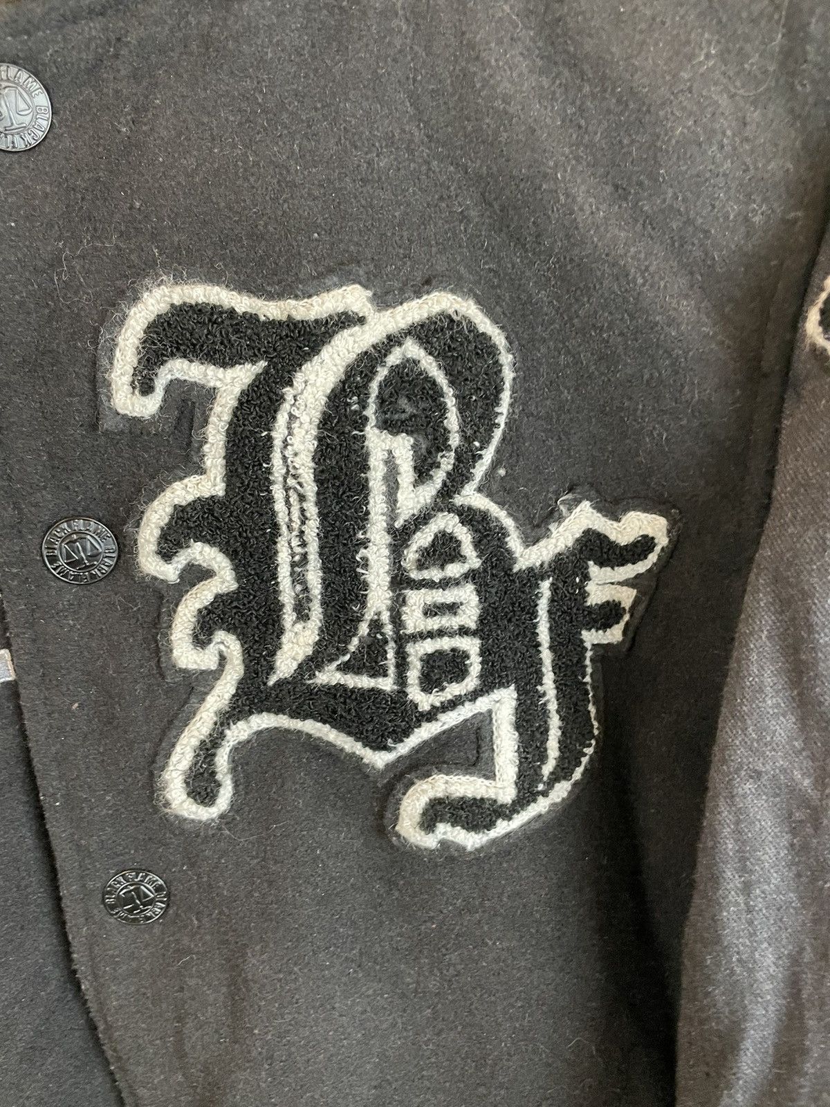 Vintage Black flame embroidery cross Varsity Jacket Size US S / EU 44-46 / 1 - 8 Thumbnail