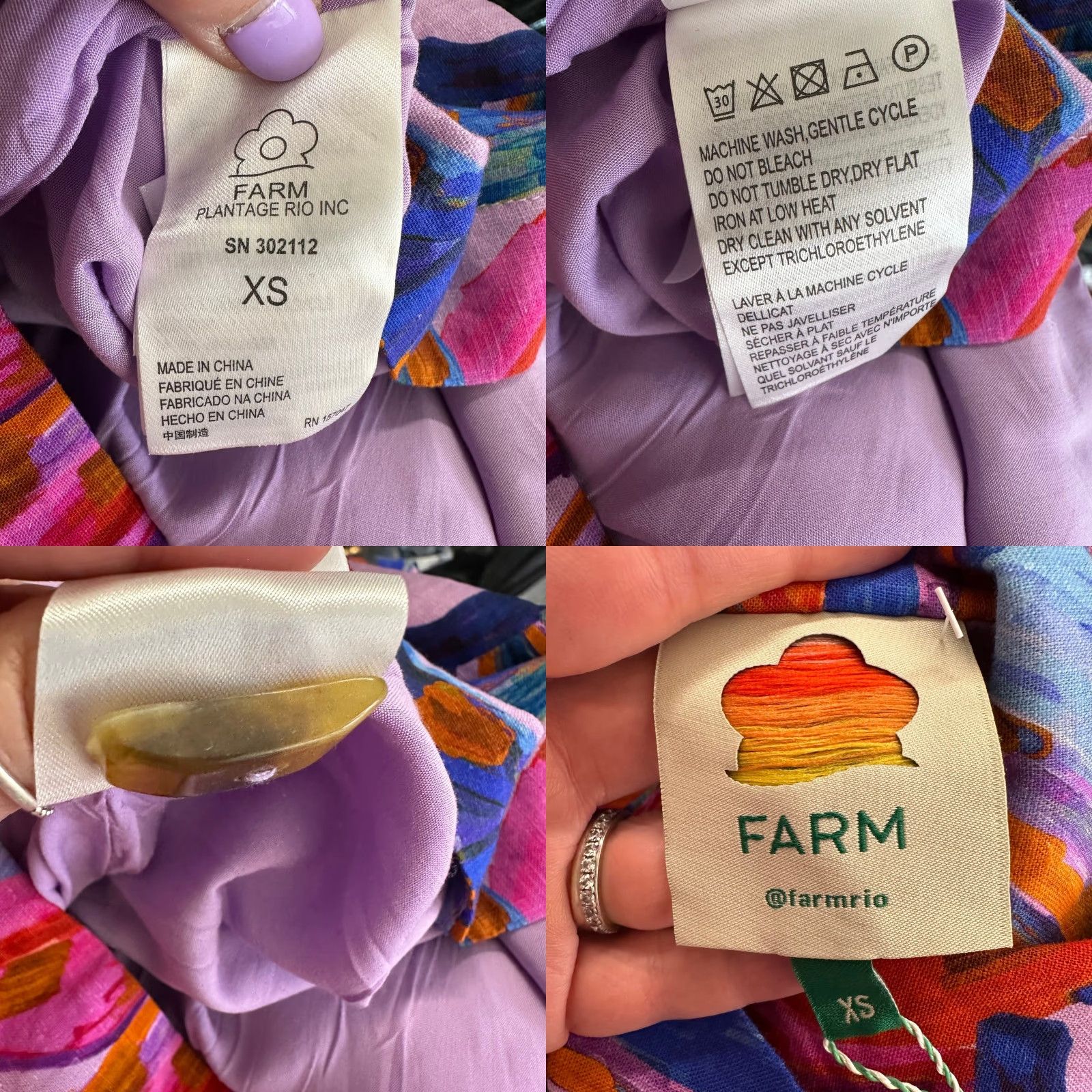 Farm Rio VINTAGE Farm Rio Coloured Bananas Mini Dress Purple Tropical Linen Blend XS New 302112 Size XS / US 0-2 / IT 36-38 - 8 Thumbnail