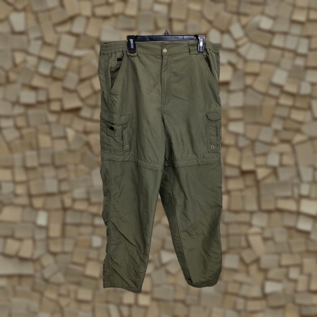 Vintage World Wide Sportsman Nylon Outdoors Hiking Pants Olive 34 34x30 Regular 5-Pocket Cargo Zip Pockets Belt Loops Men Size US 34 / EU 50 - 1 Thumbnail