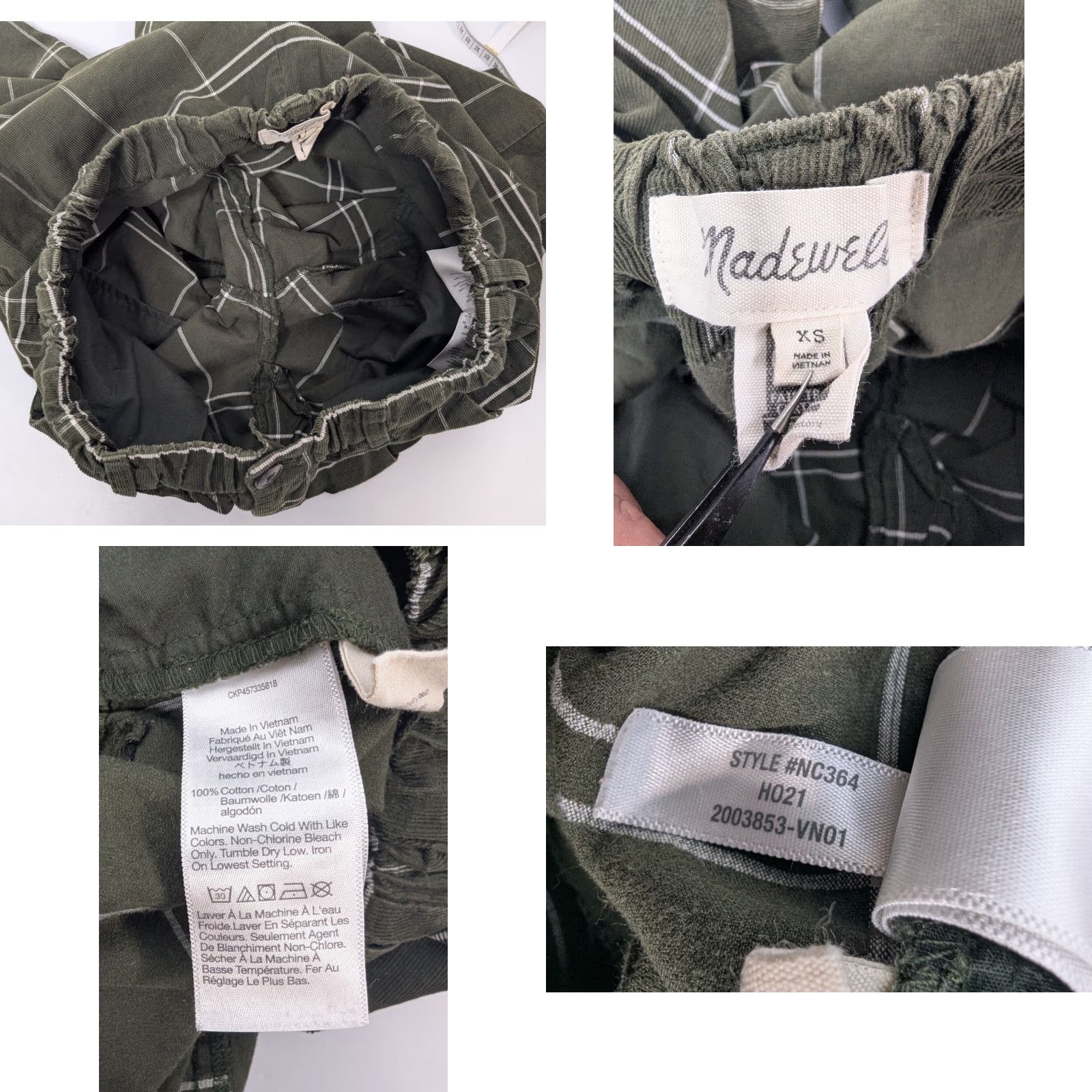 Madewell Madewell Jogger Pants Pants Corduroy Mid Rise Pull On High Rise Womens XS NC364 Green Windowpane Size 26" / US 2 / IT 38 - 8 Thumbnail