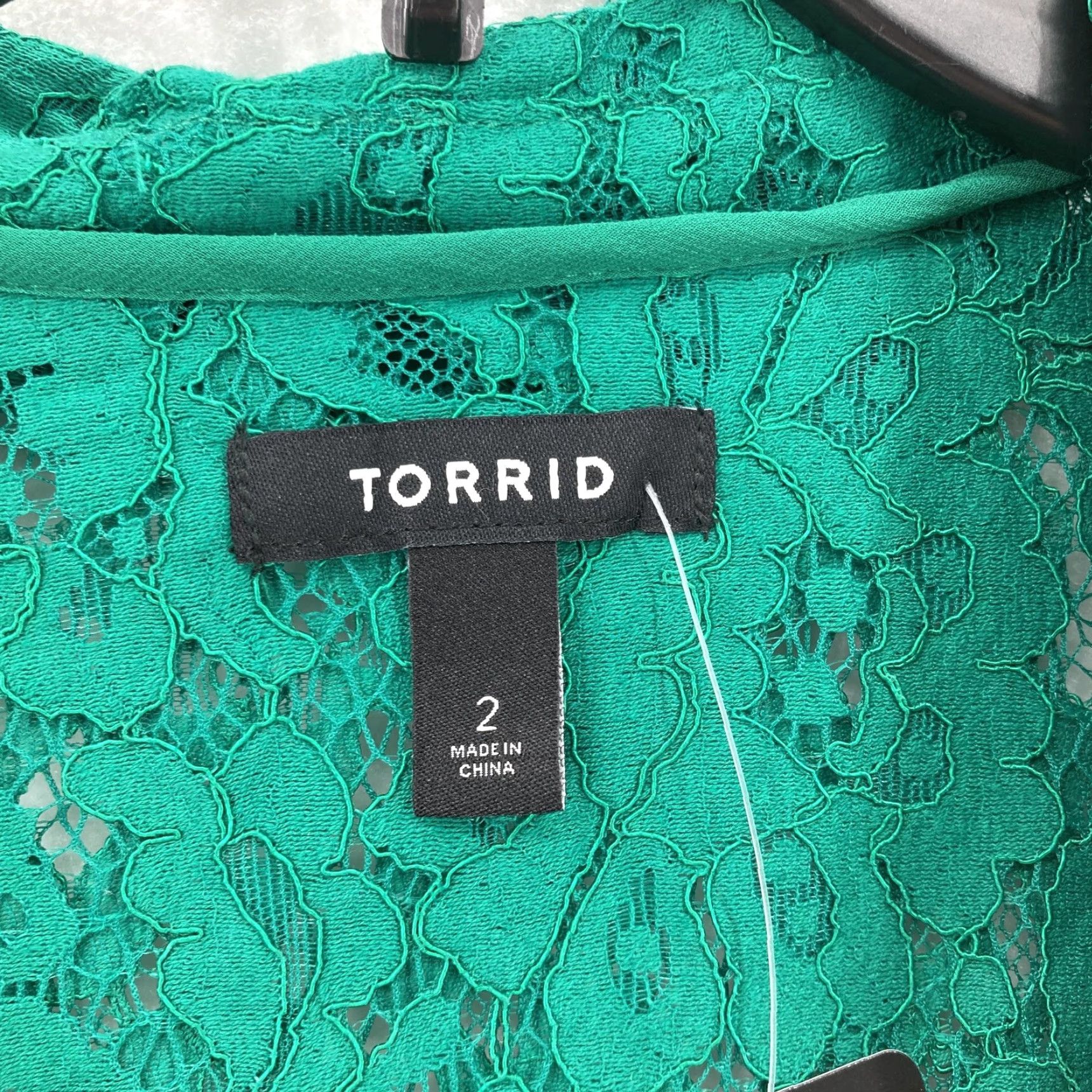 Torrid Torrid Lace Trench Jacket Womens 2X Green Long Sleeve Belted Open Front Sheer Coatigan Size XXL / US 16-18 / IT 52-54 - 4 Thumbnail