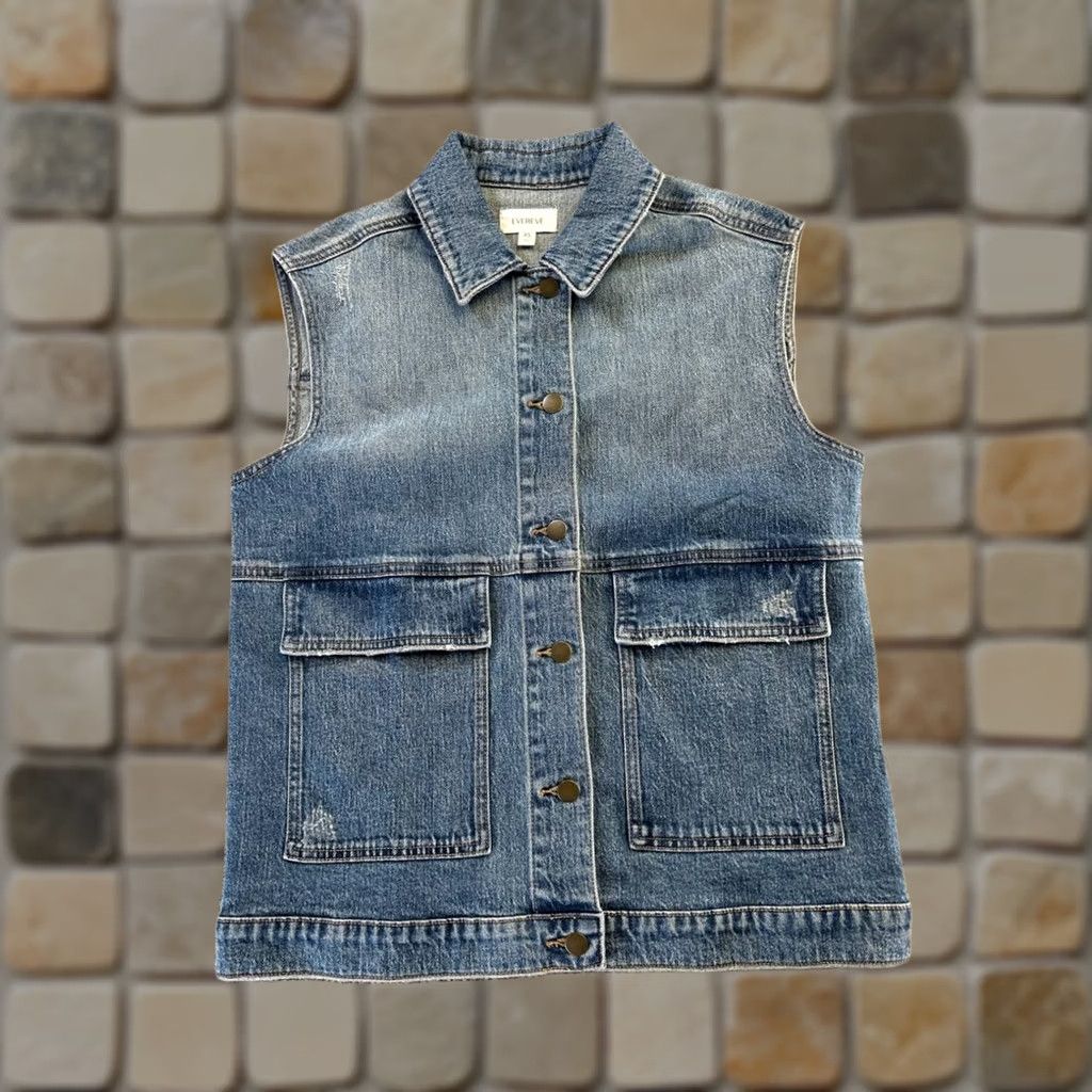Denime Evereve Blue Cotton Denim Vest Womens XS Size XS / US 0-2 / IT 36-38 - 1 Thumbnail