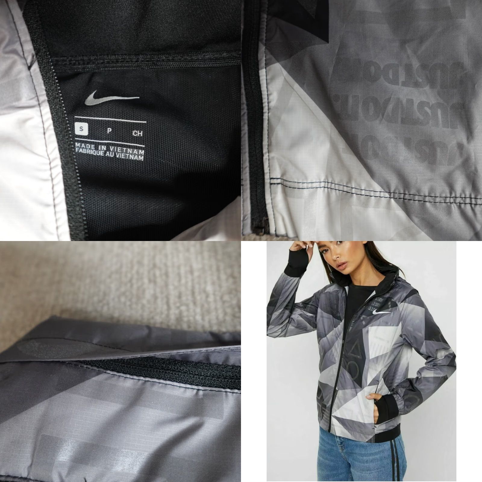 Nike Nike Womens Jacket Small Gray Windbreaker Hooded Running Shield Repel CJ5551 Size S / US 4 / IT 40 - 9 Thumbnail
