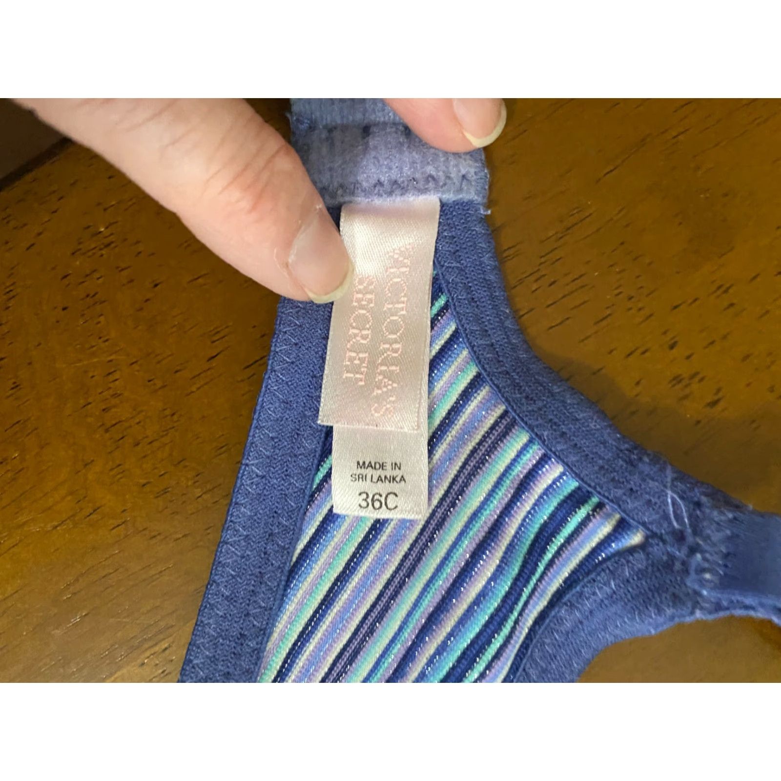 Victoria's Secret Victoria's Secret Blue Stripe Underwire Bra 36C Size ONE SIZE - 4 Thumbnail
