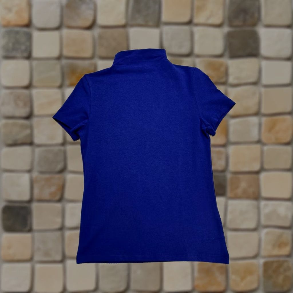 Madewell Madewell Shirt Women Small Blue Cotton Stretch Short Sleeve Mock Neck T Shirt Slim Fit Size S / US 4 / IT 40 - 1 Thumbnail