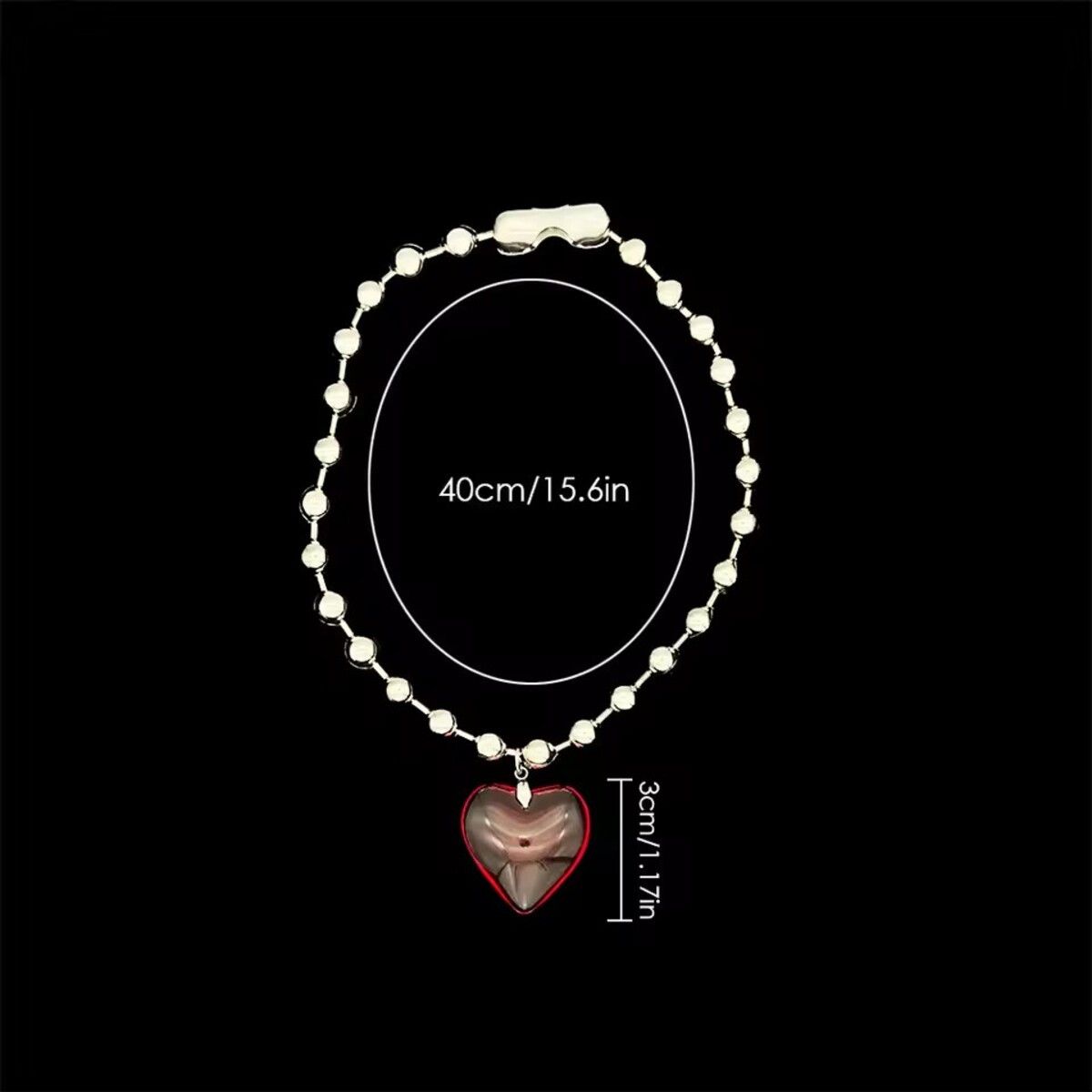 Jewelry Big Red Heart Goth Punk Necklace Chain Size ONE SIZE - 2 Thumbnail