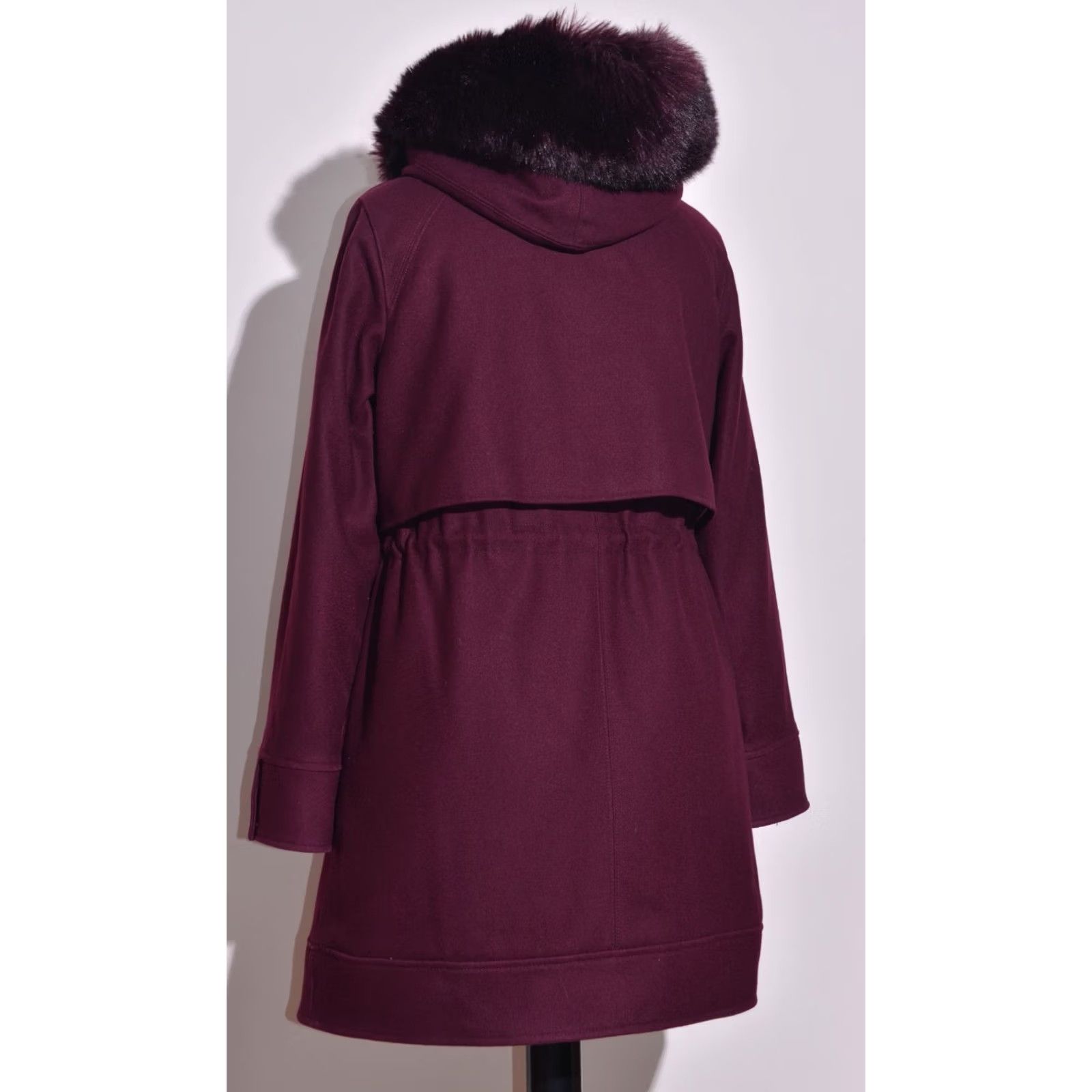 Ted Baker Ted Baker Women's Coat Wool Blend Burgundy Faux Fur Collar Overcoat Winter, Size 2, Regular, Long Sleeve, Zip, Button, Casual, Designer, Adult Womens Size XS / US 0-2 / IT 36-38 - 5 Thumbnail